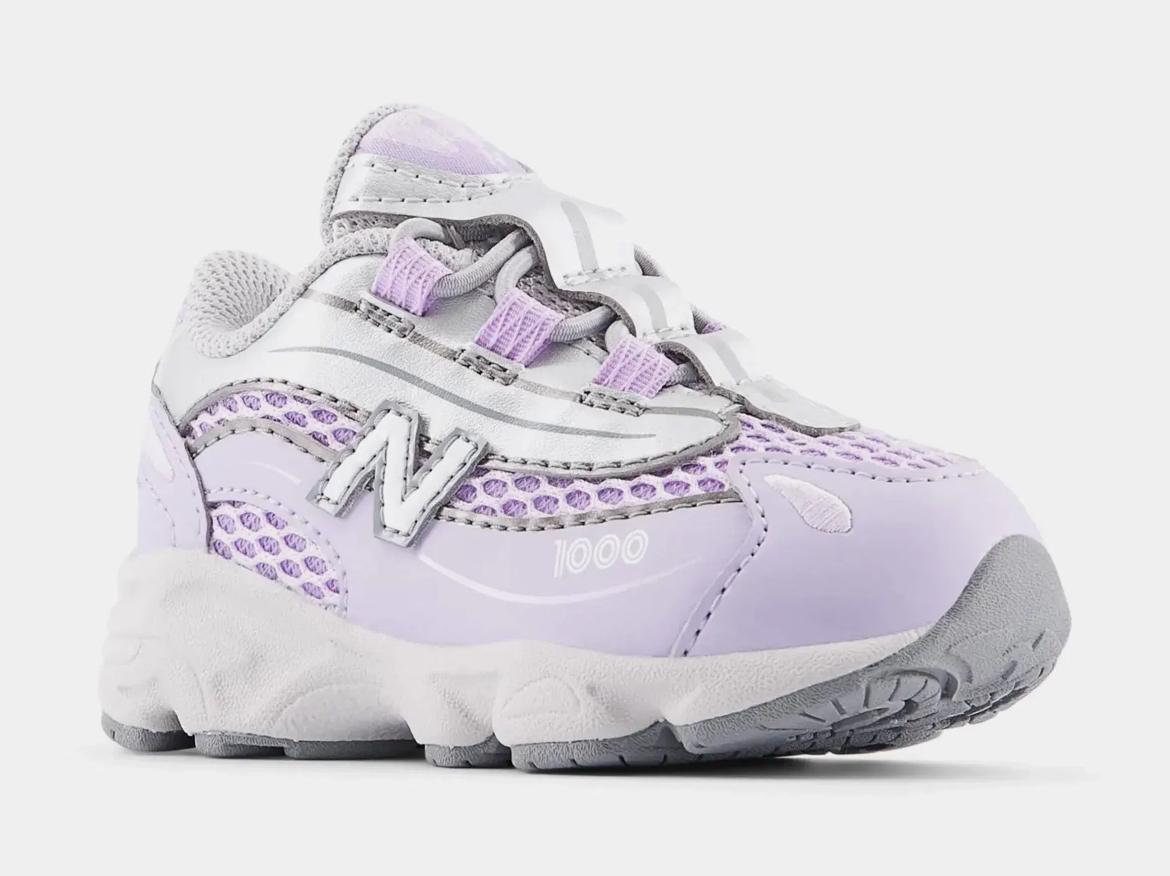 NEWBALANCE 1000 Bungee Lace Infant Toddler Running Shoes (Lavender/Light Silver)
