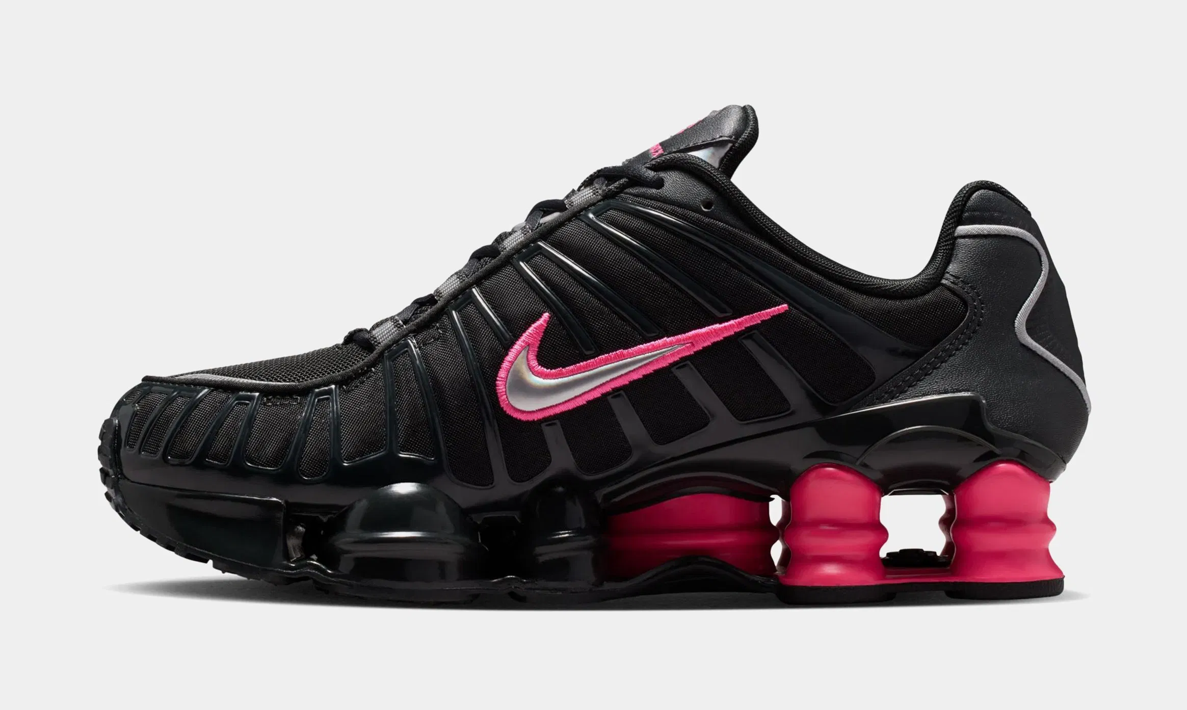 Nike Shox TL Womens Running Shoes (Off Noir/Hyper Pink/Metallic Silver)