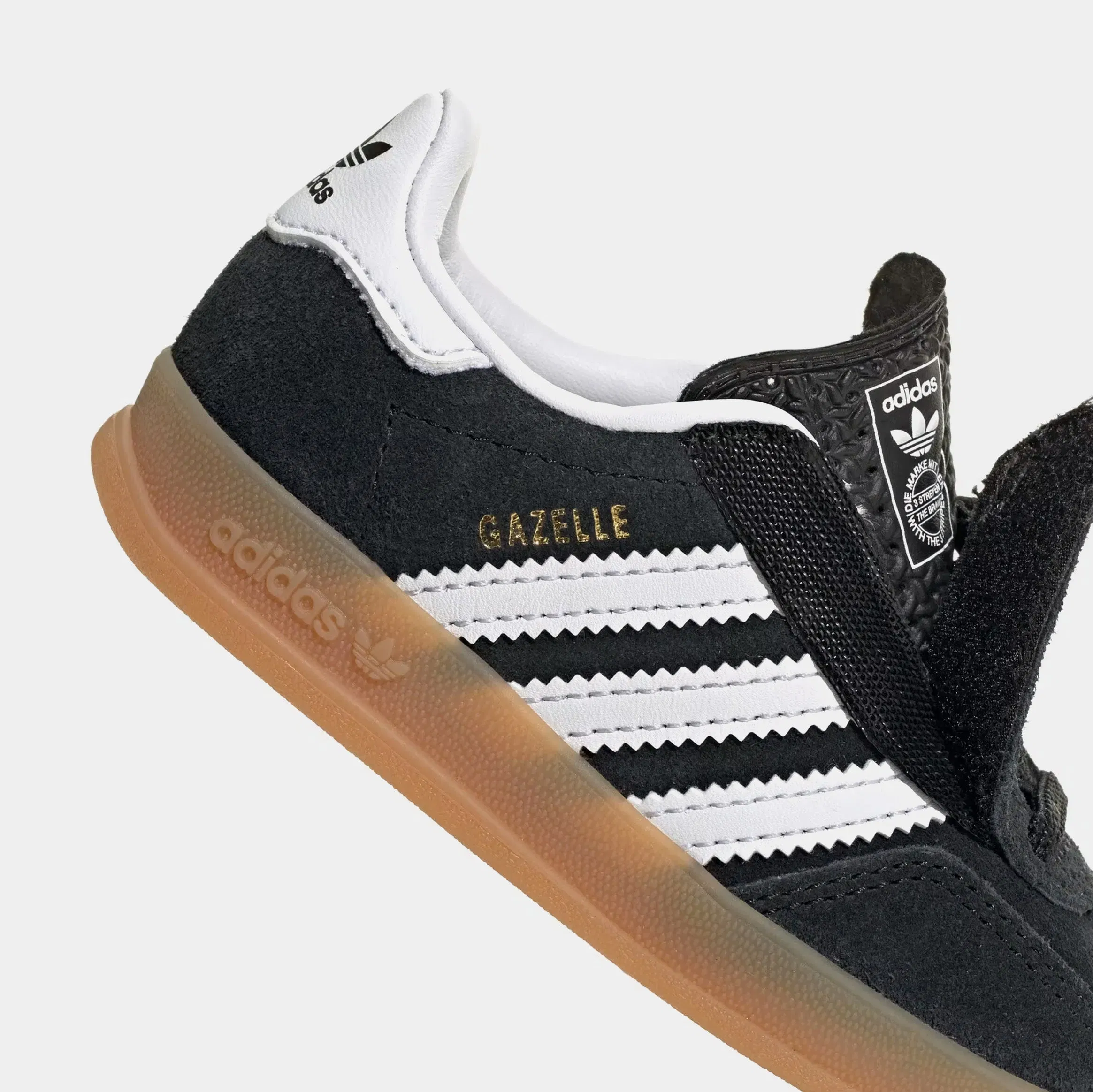 adidas Gazelle Indoor Infant Toddler Lifestyle Shoes (Black/White/Gum)