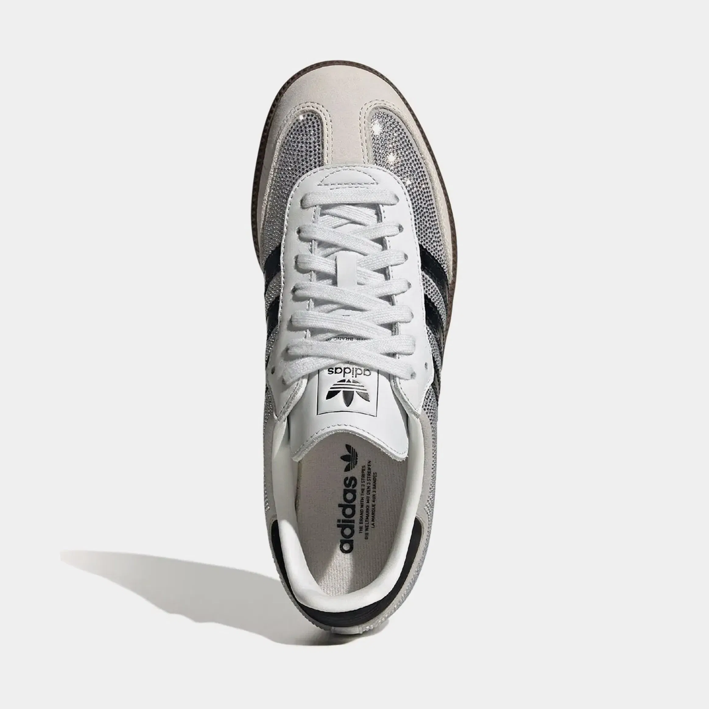 adidas Samba OG Rhinestone Womens Lifestyle Shoes (Crystal White/Crystal White/Silver Metallic)