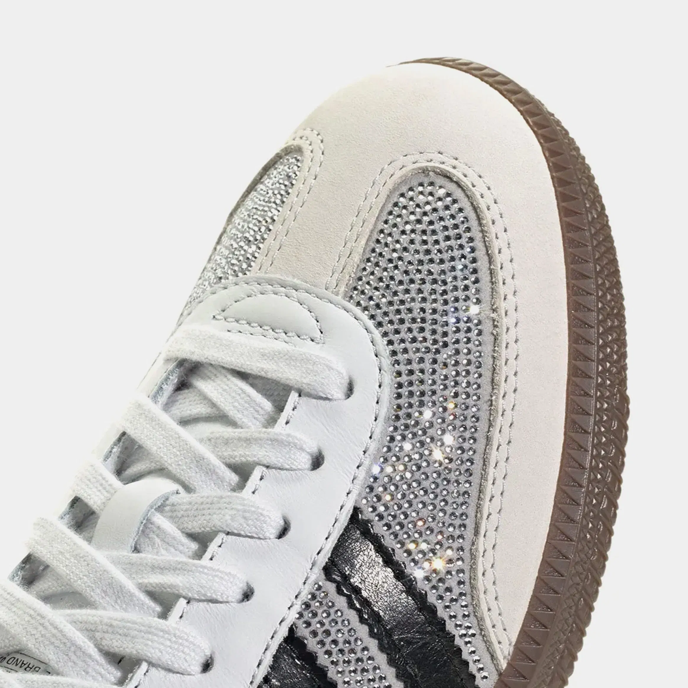 adidas Samba OG Rhinestone Womens Lifestyle Shoes (Crystal White/Crystal White/Silver Metallic)