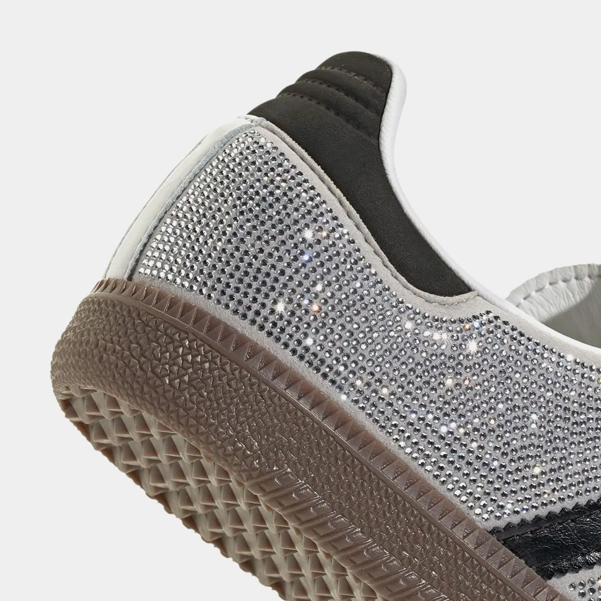 adidas Samba OG Rhinestone Womens Lifestyle Shoes (Crystal White/Crystal White/Silver Metallic)
