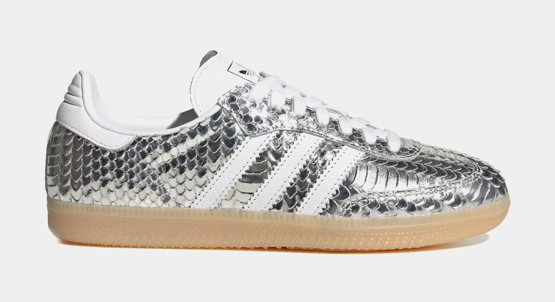 adidas Samba OG Croc Skin Womens Lifestyle Shoes (Silver Metallic/Cloud White/Gum)