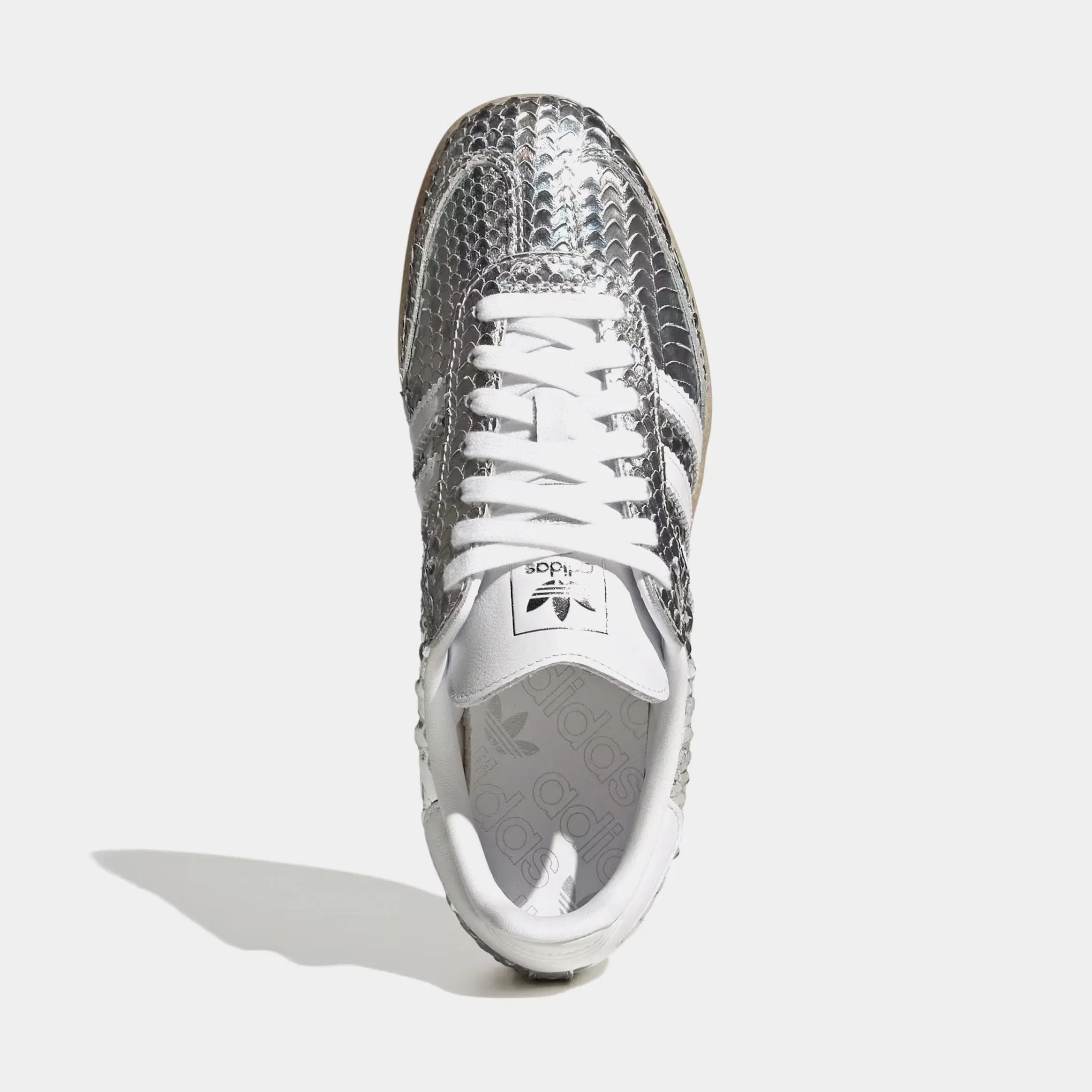 adidas Samba OG Croc Skin Womens Lifestyle Shoes (Silver Metallic/Cloud White/Gum)