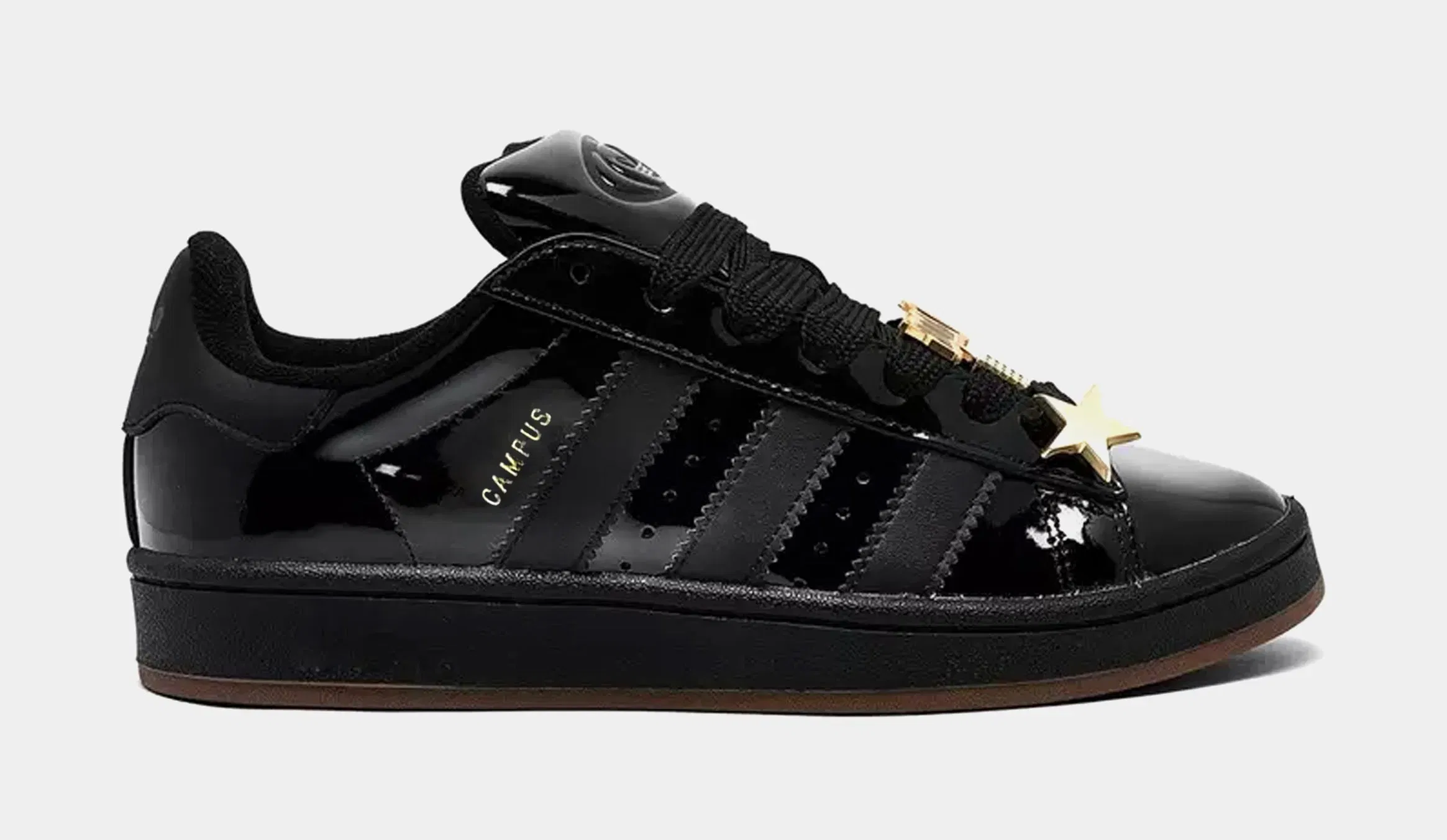 adidas Campus 00s Patent Leather Womens Lifestyle Shoes (Core Black/Core Black/Gold Metallic)