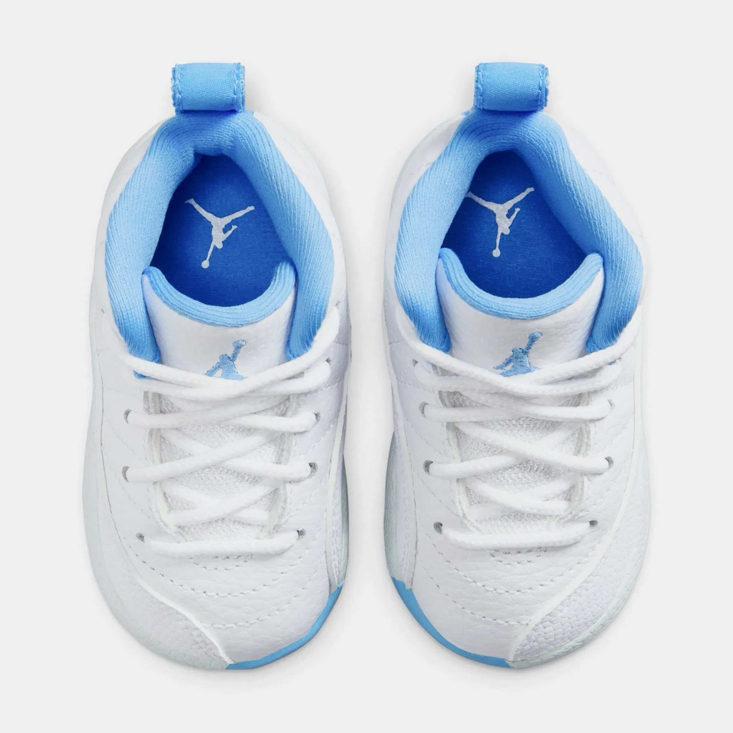 Air Jordan 12 Retro White and University Blue Infant Toddler Lifestyle Shoes (White/University Blue/Metallic Silver)