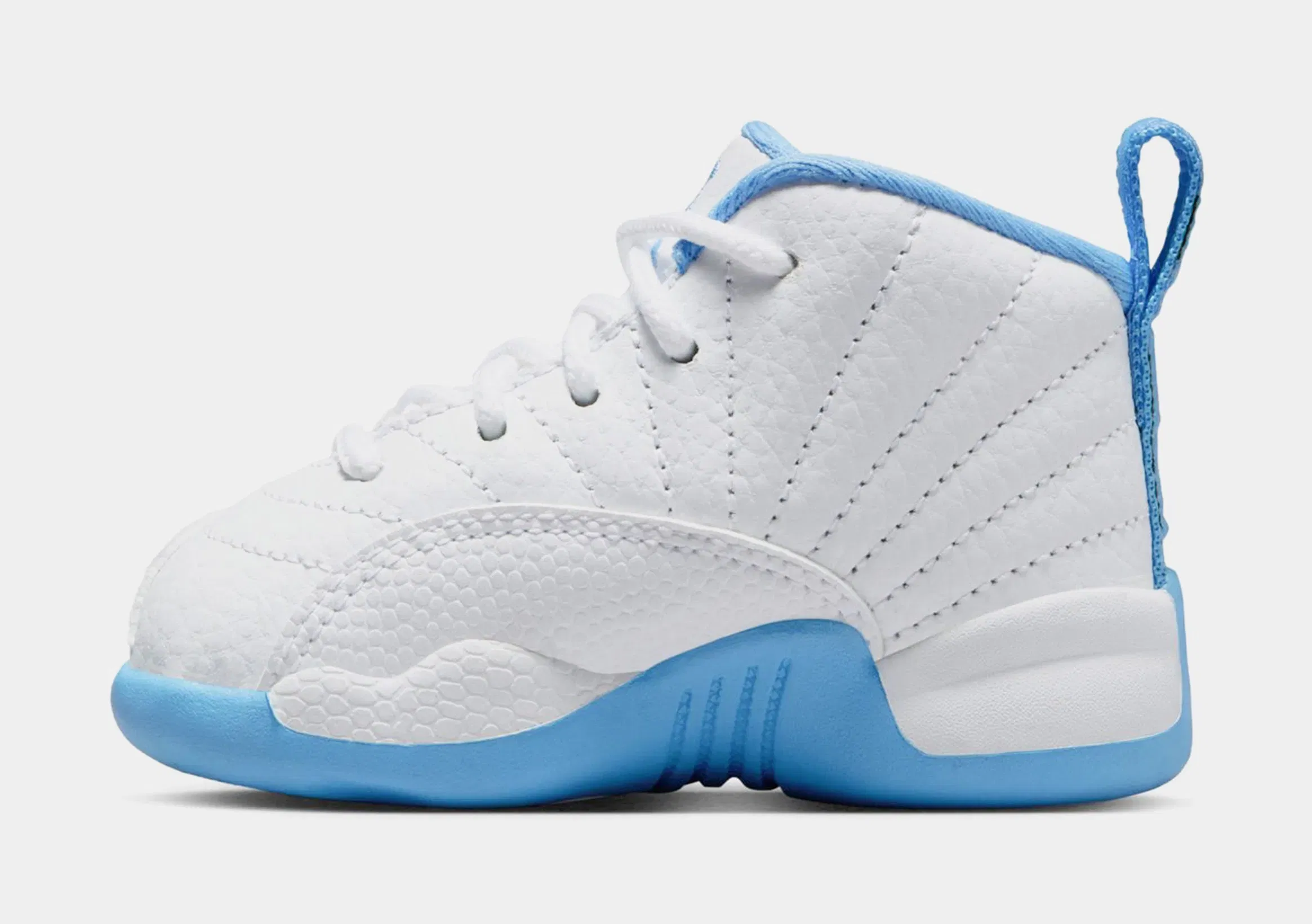 Air Jordan 12 Retro White and University Blue Infant Toddler Lifestyle Shoes (White/University Blue/Metallic Silver)