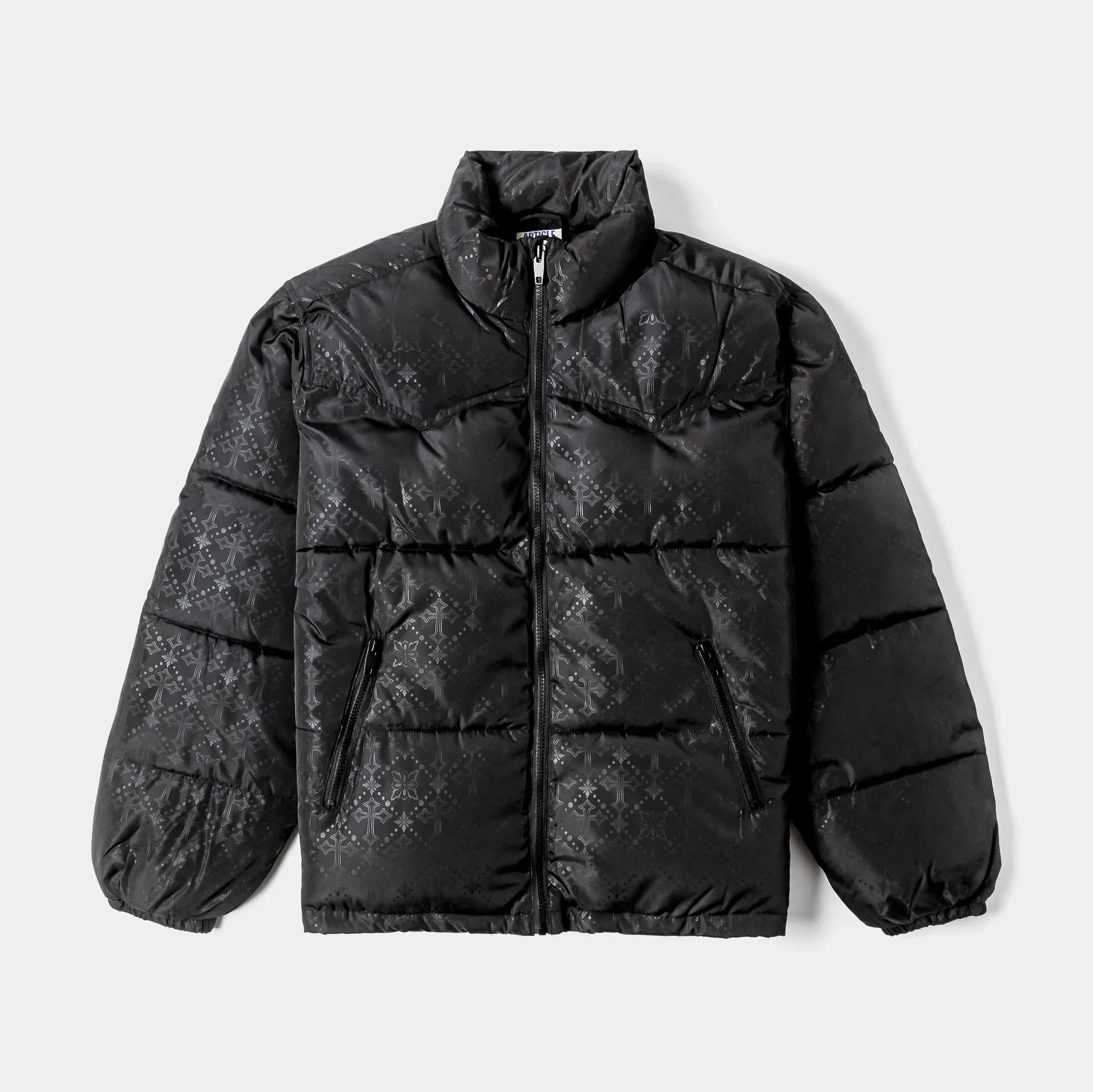 MAISON ARTICLE Quilted Cross Puffer Mens Jacket (Black/Black)