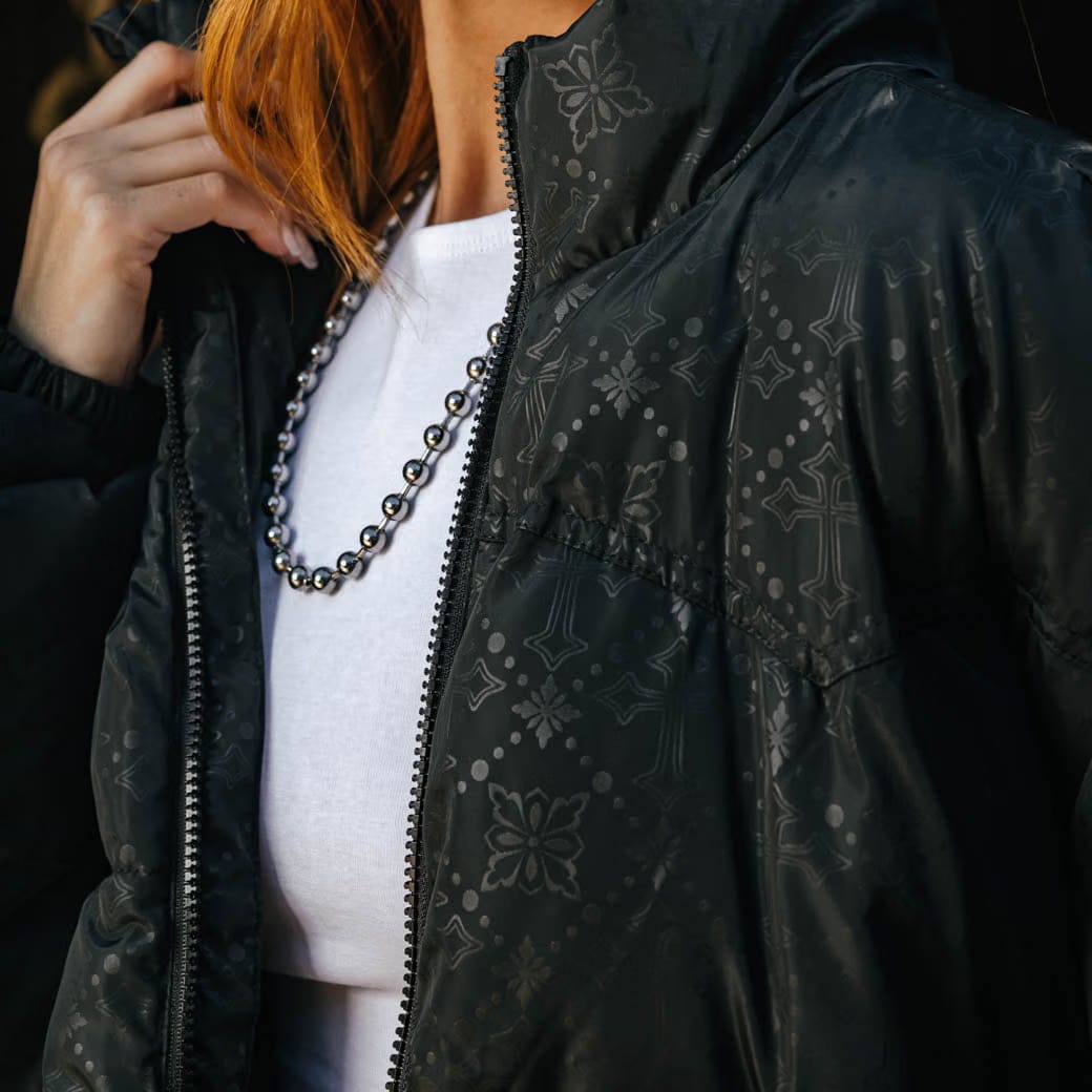 MAISON ARTICLE Quilted Cross Puffer Mens Jacket (Black/Black)