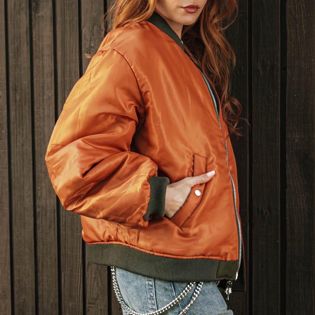 MAISON ARTICLE Reversible Bomber Mens Jacket (Olive/Orange)