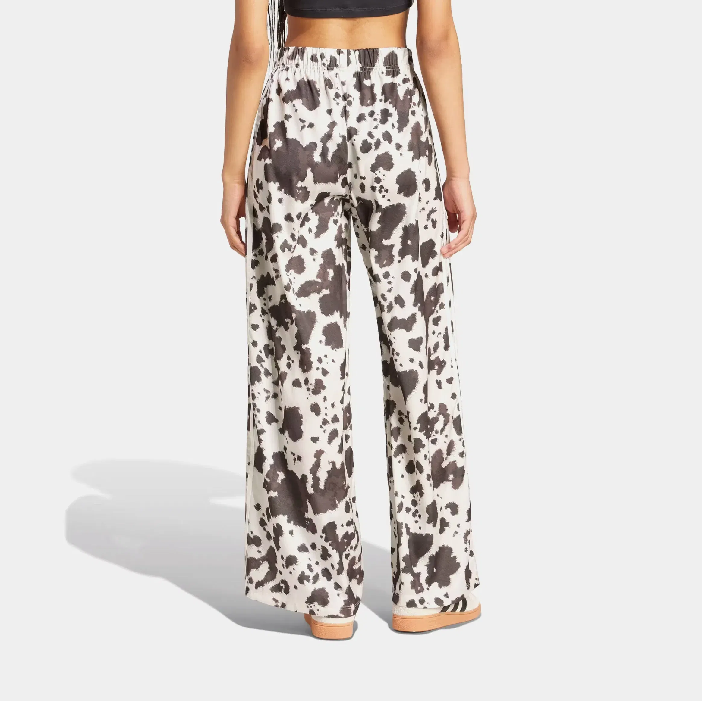 adidas Original Satin Wide Leg Cow Print Womens Pants (Multicolor/Off White)