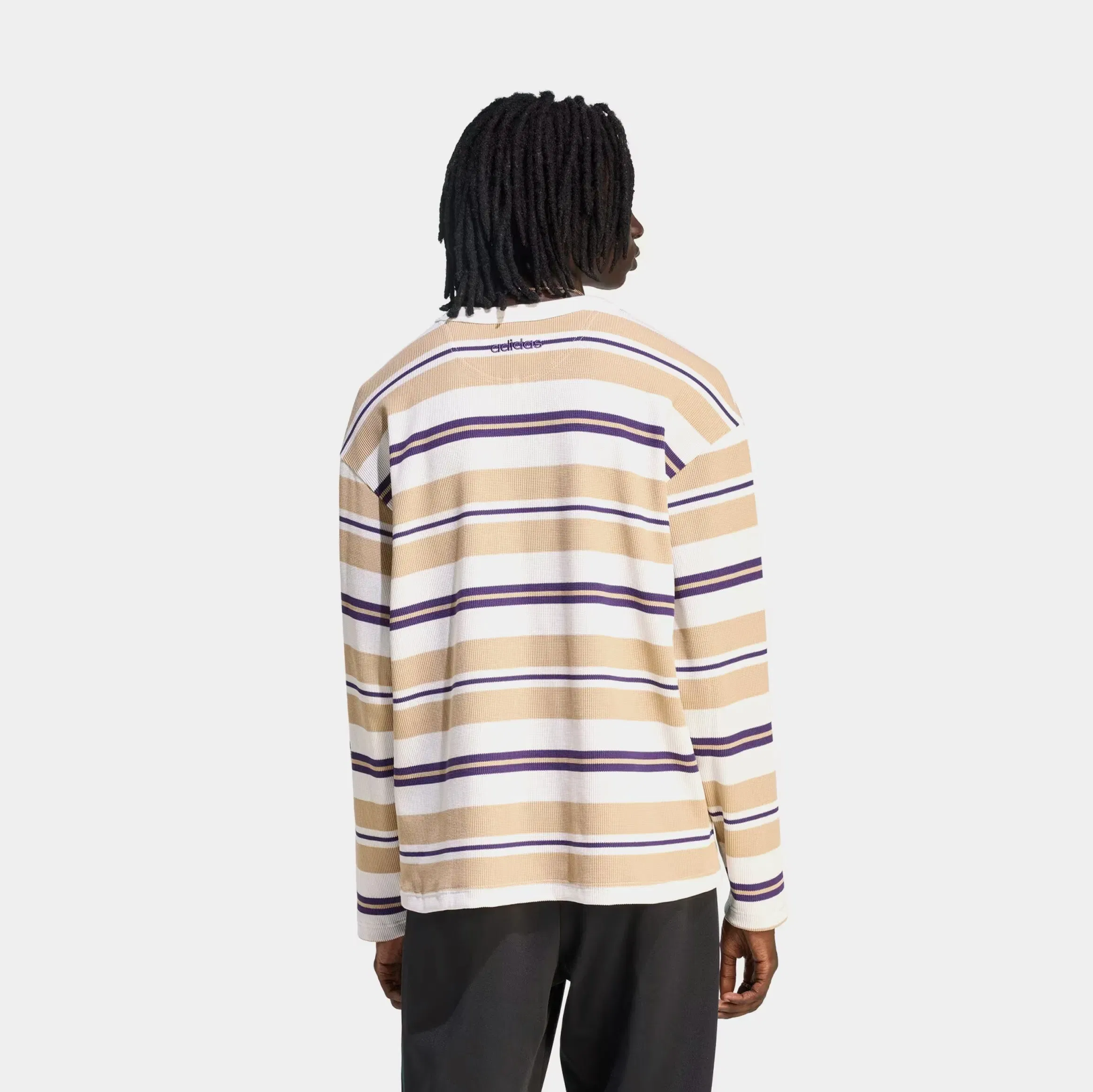 adidas 90s Alternative Sport Stripe Waffle Mens Long Sleeve Shirt (Core White)
