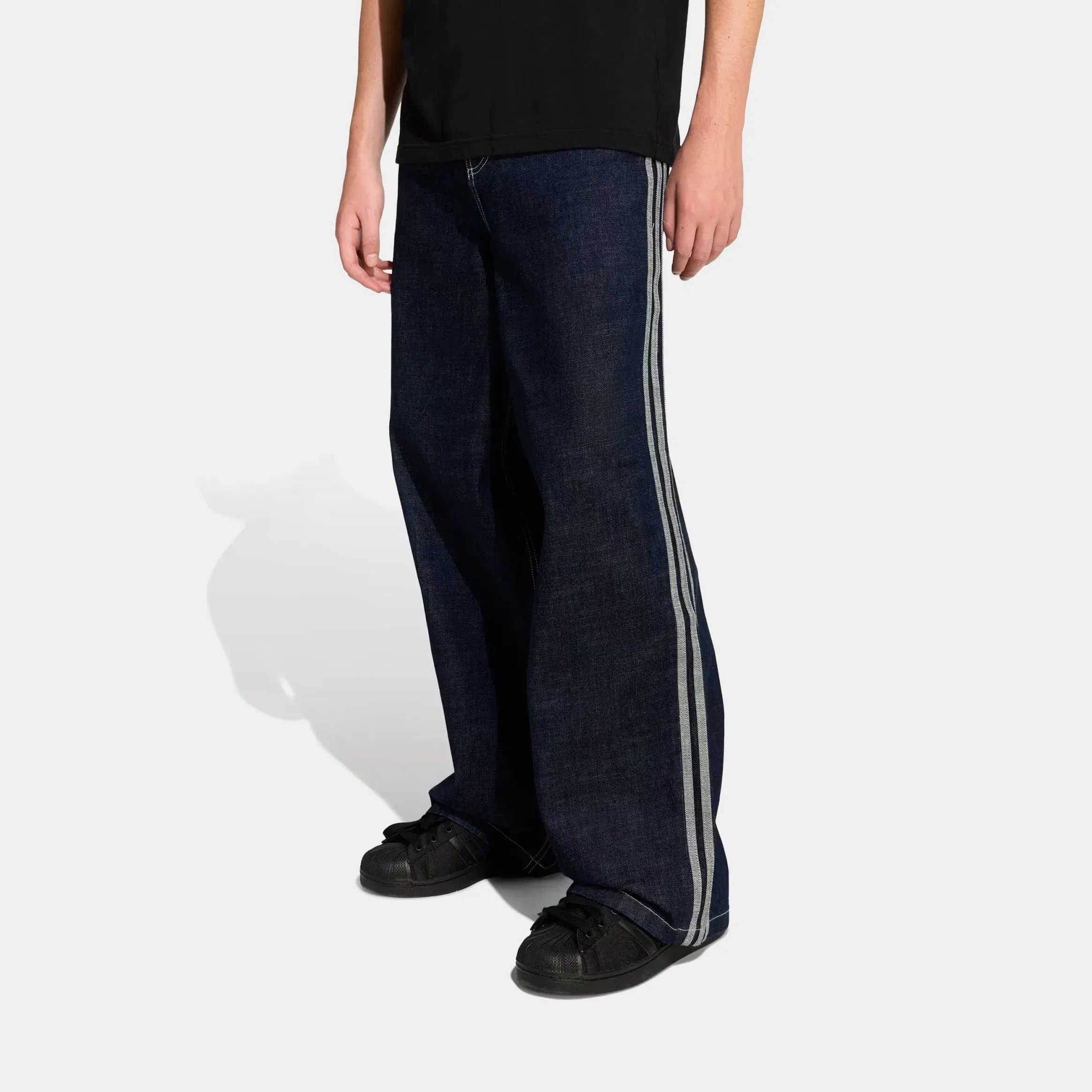 adidas 90s Alternative Sport Wide Leg Skater Mens Jeans (Blue)