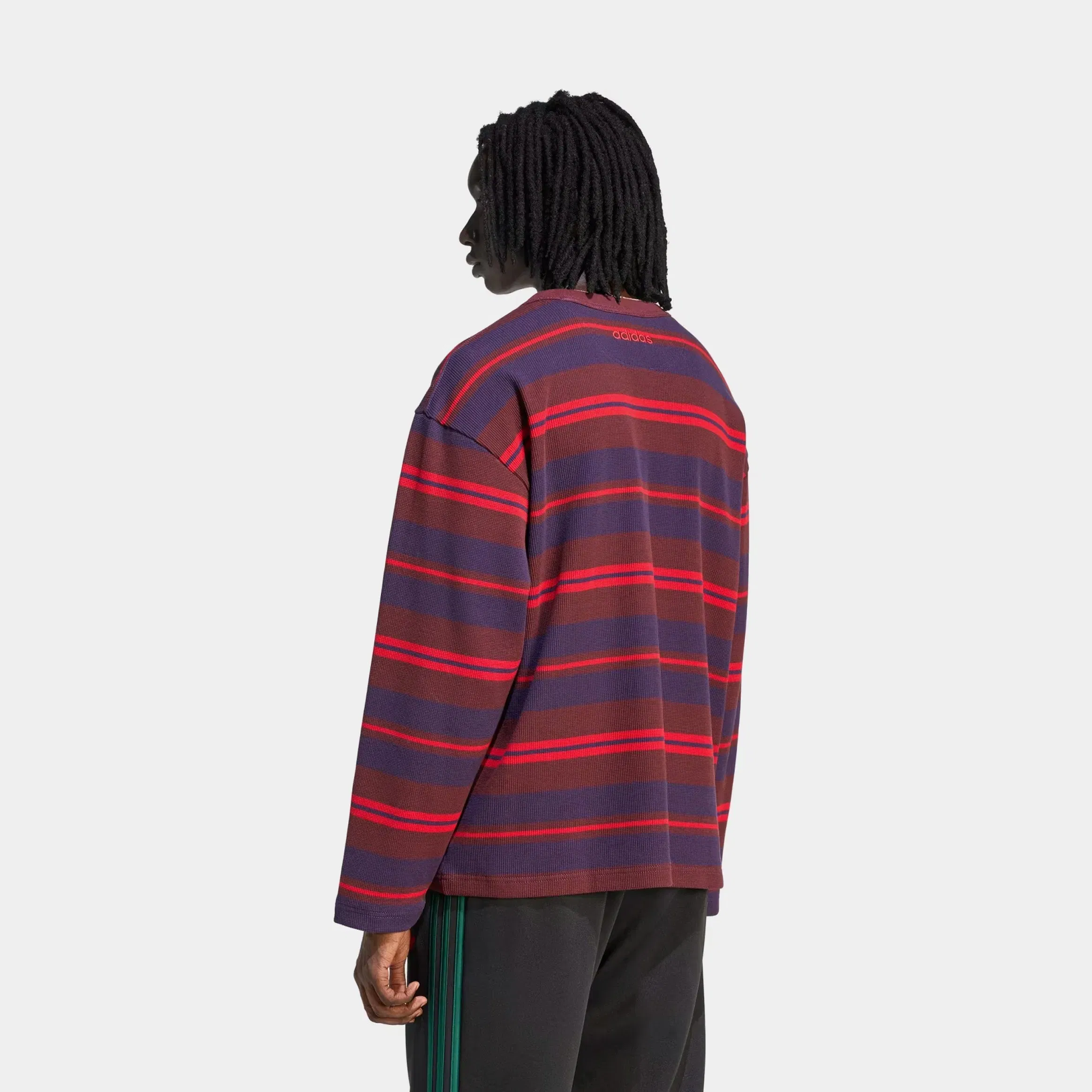 adidas 90s Alternative Sport Stripe Mens Long Sleeve Shirt (Ruby/Blue)