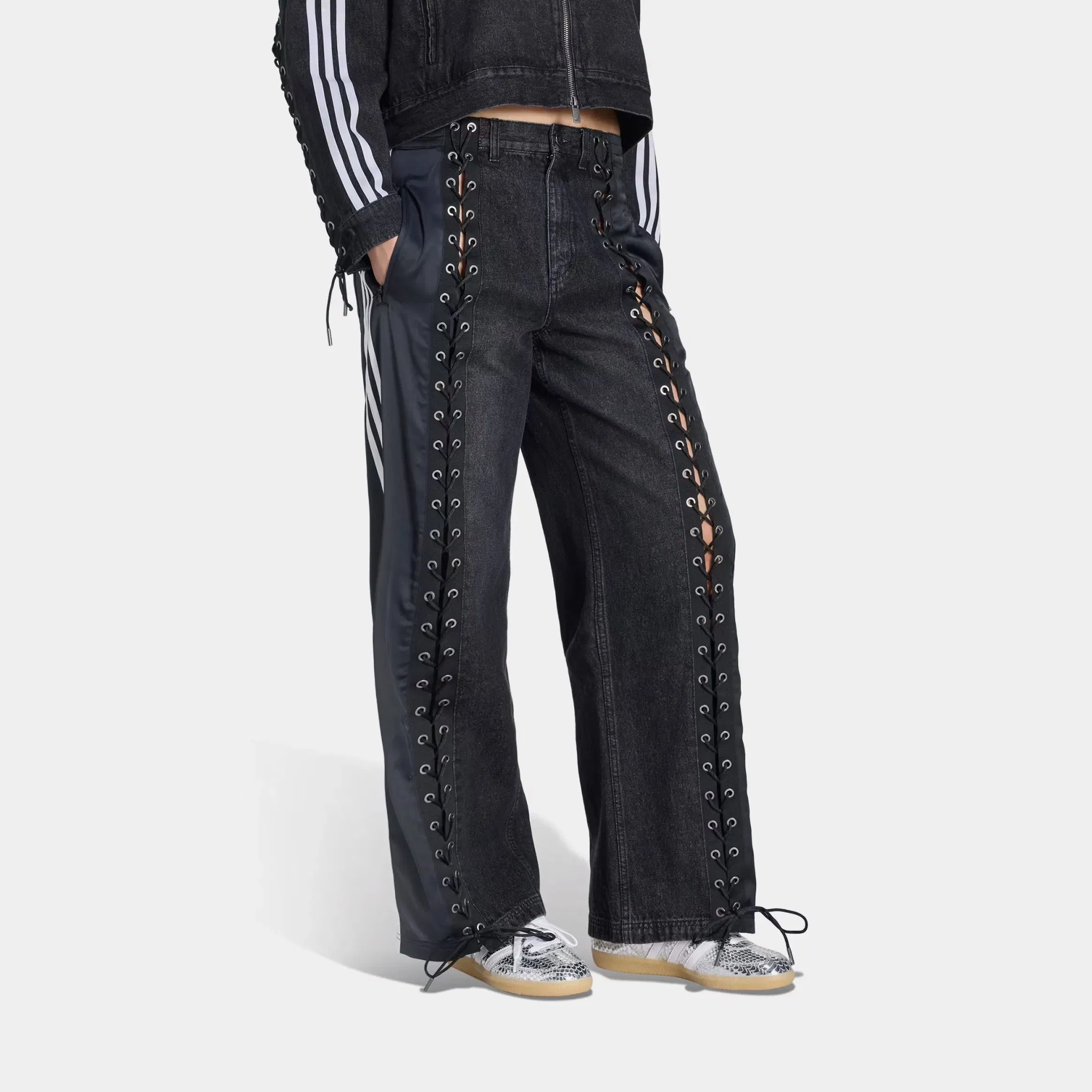 adidas Originals Denim Firebird Lacing Womens Pants (Black)