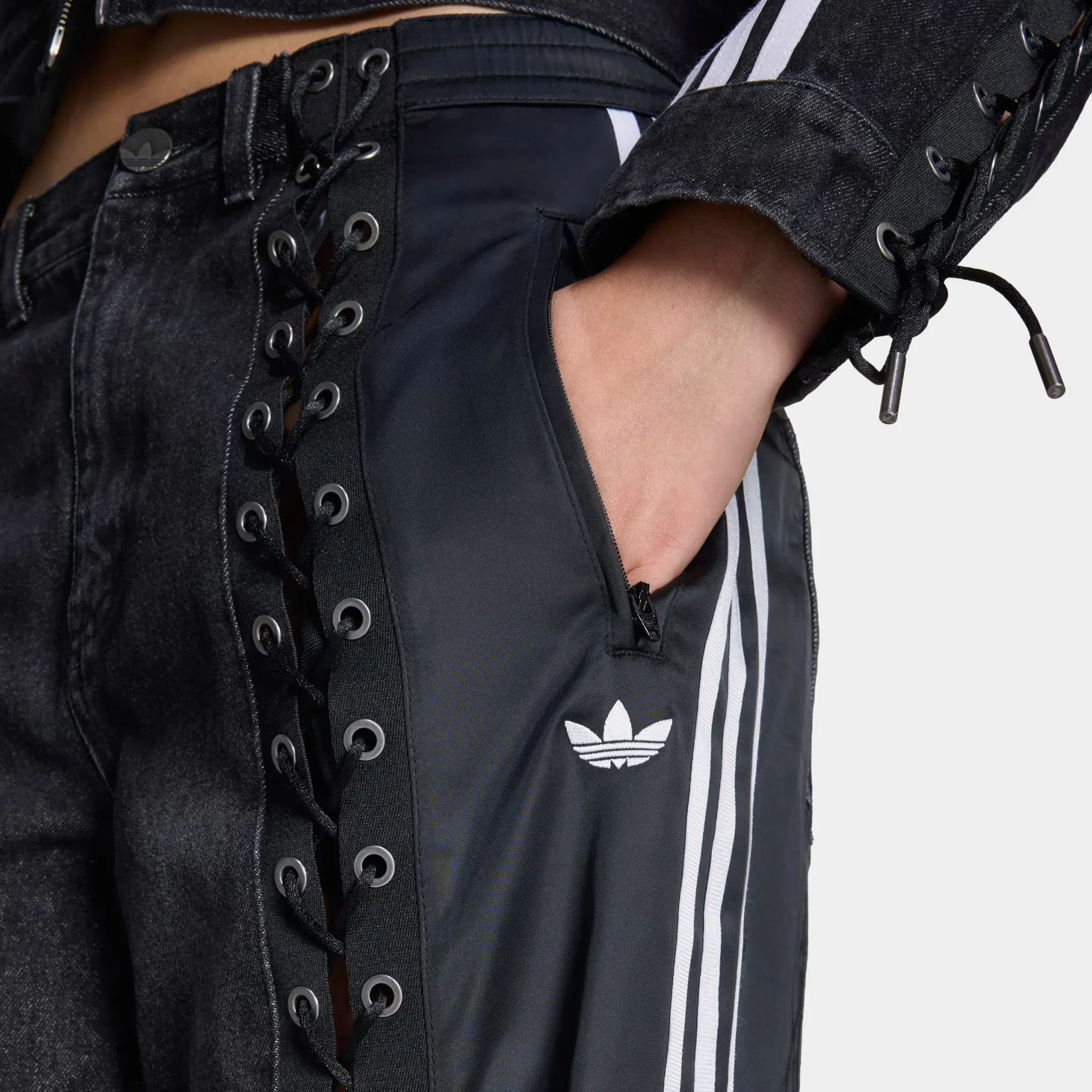 adidas Originals Denim Firebird Lacing Womens Pants (Black)