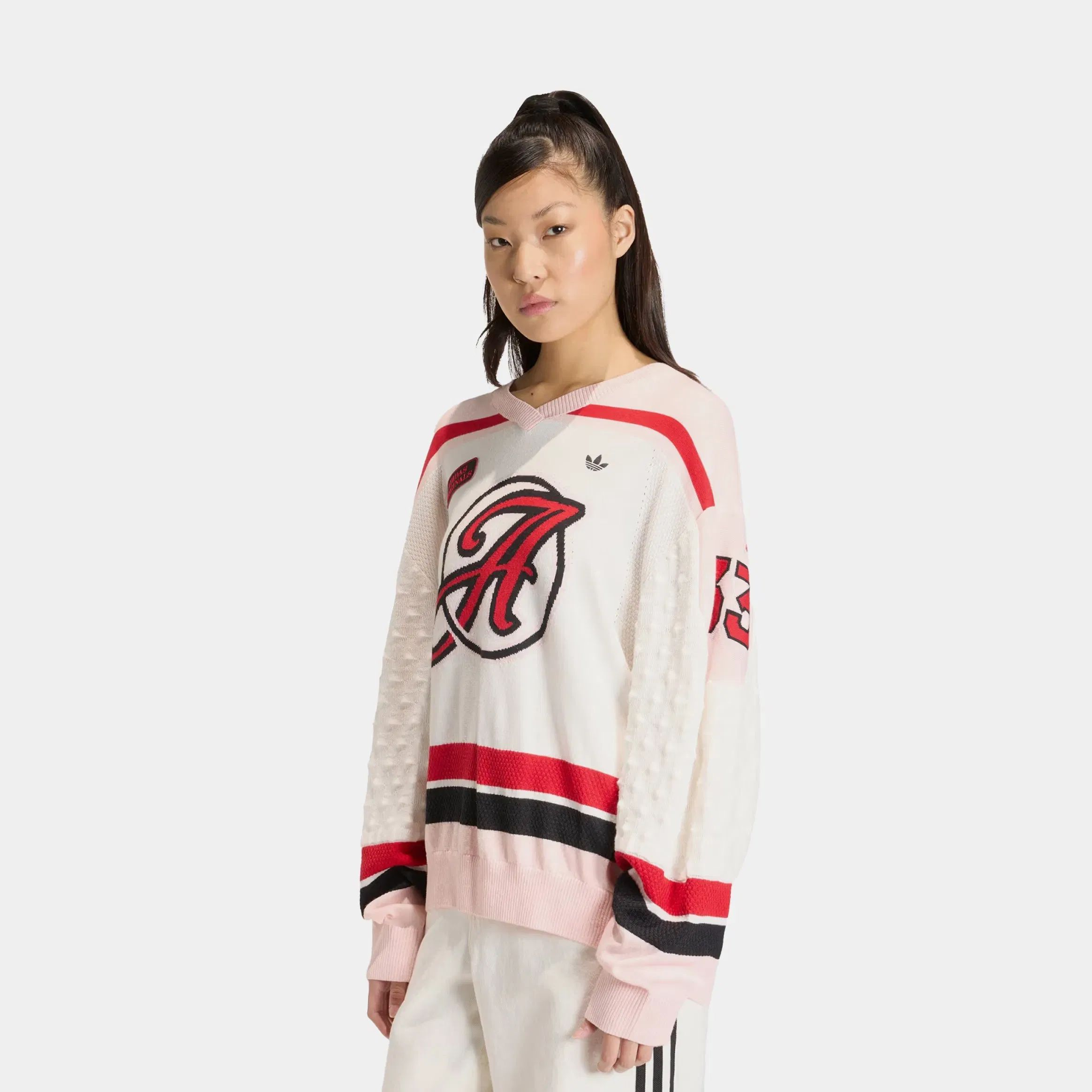adidas Originals OS Sport Womens Long Sleeve Jersey (White/Sandy Pink/Better Scarlet)