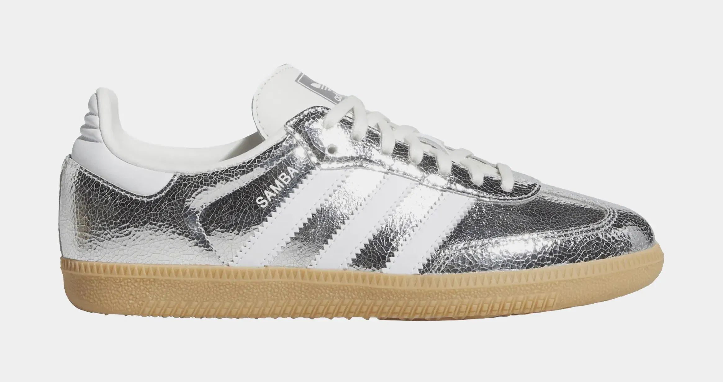 adidas Samba OG Grade School Lifestyle Shoes (Silver Metallic/Cloud White/Core White)