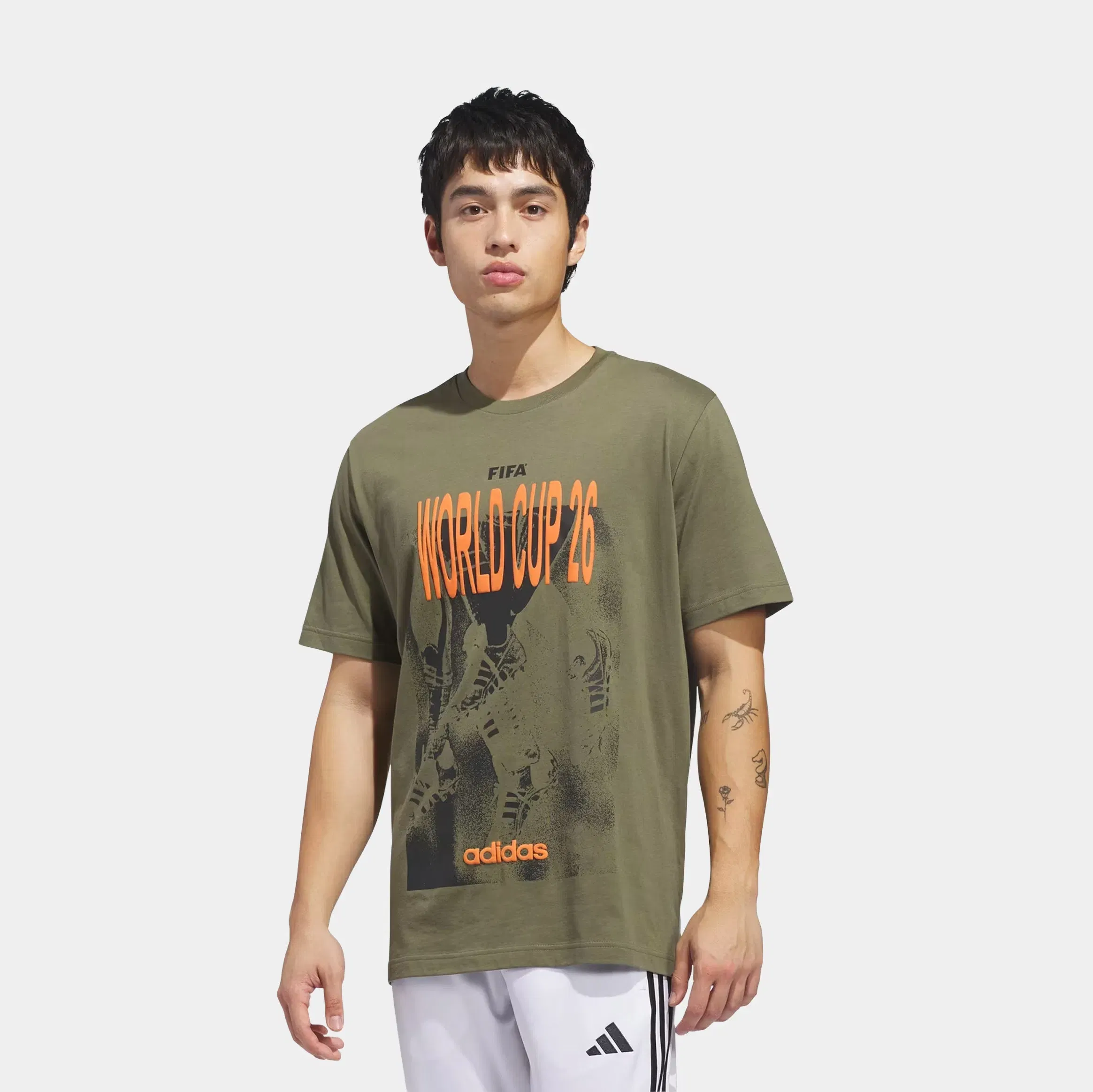 adidas FIFA World Cup '26 Tour Graphic Mens Short Sleeve Shirt (Olive Strata)