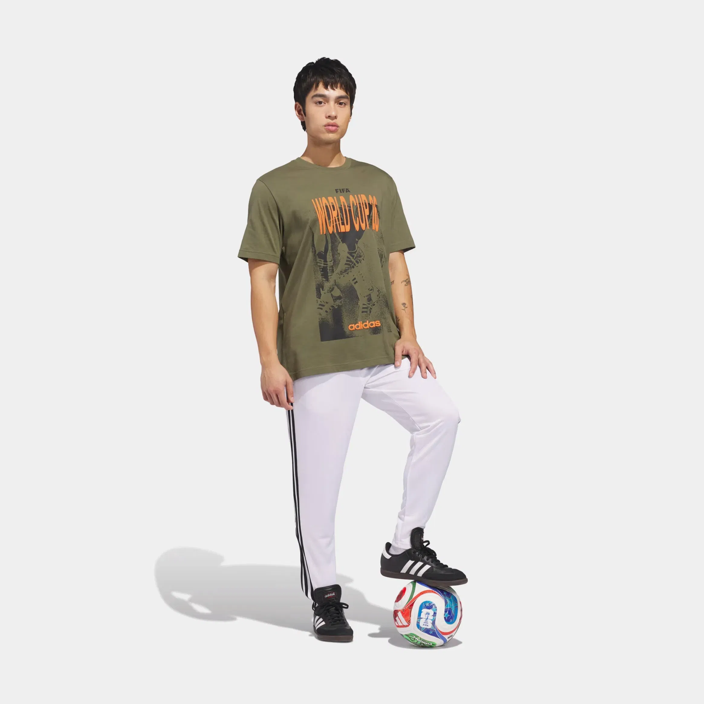 adidas FIFA World Cup '26 Tour Graphic Mens Short Sleeve Shirt (Olive Strata)