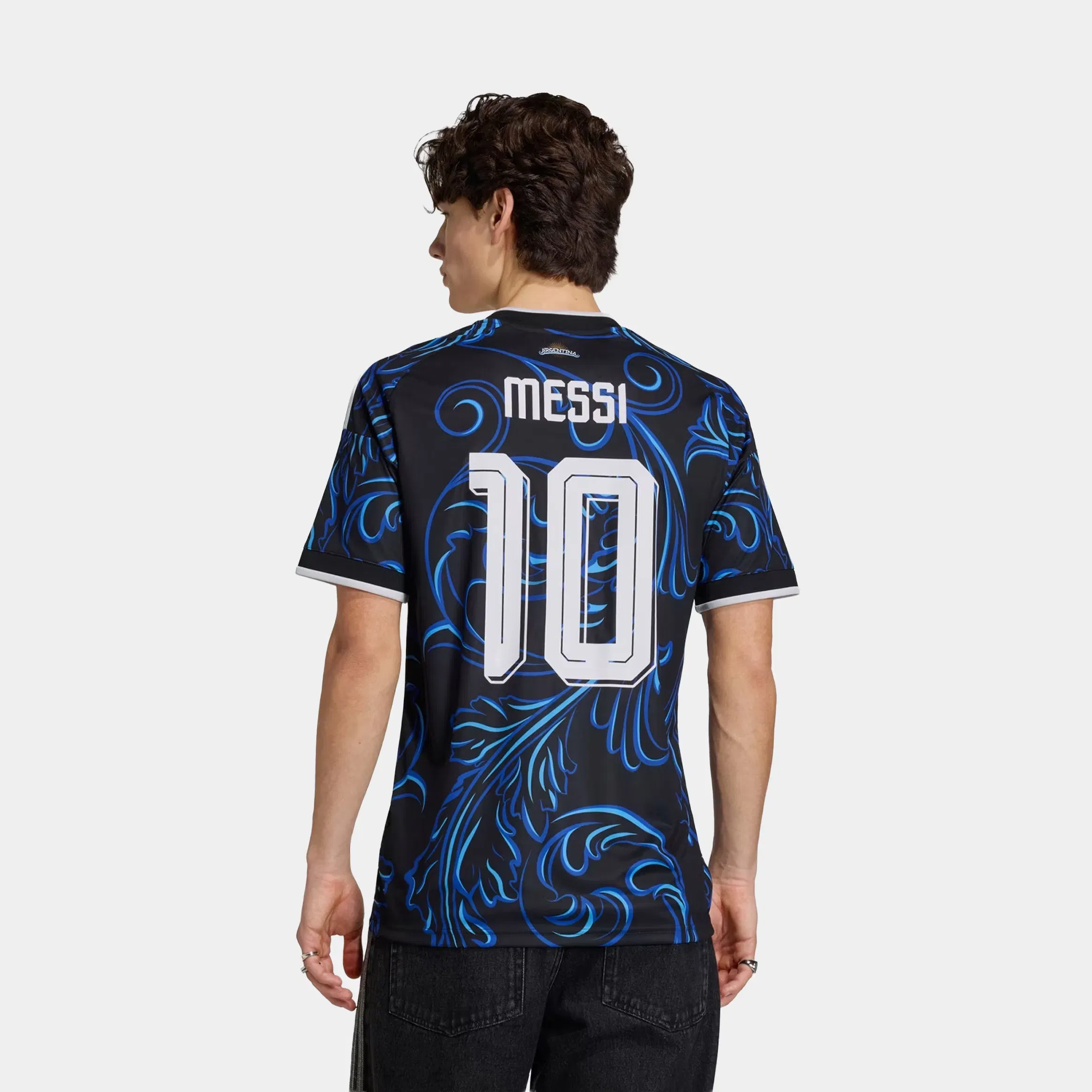 adidas Argentina 26 Away Replica Messi Mens Jersey (Black/Lucid Blue/Blue Burst)