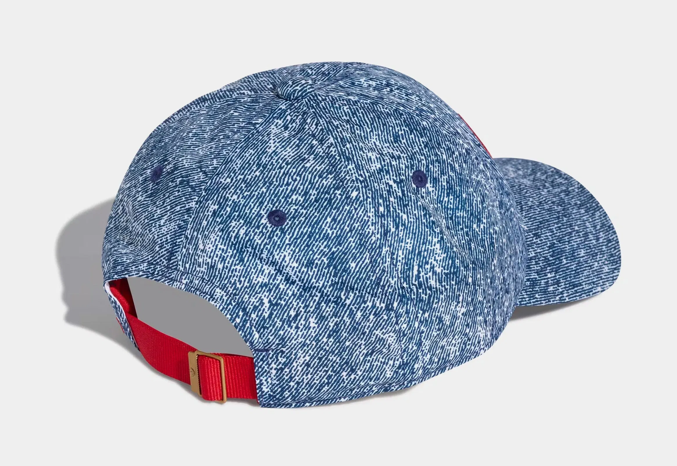 adidas Denim Graphic Cap Mens Hat (White/Dark Blue/Power Red)