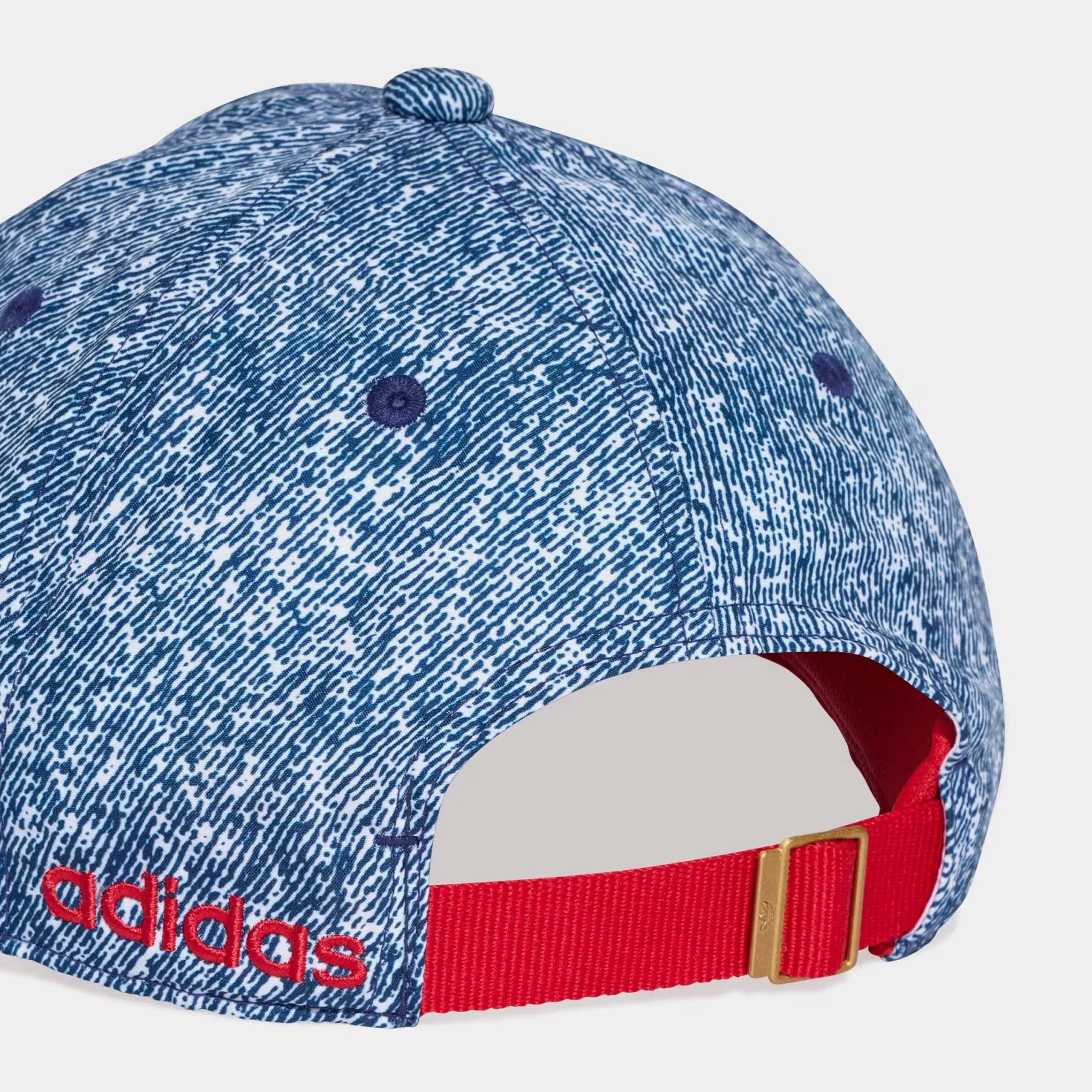 adidas Denim Graphic Cap Mens Hat (White/Dark Blue/Power Red)