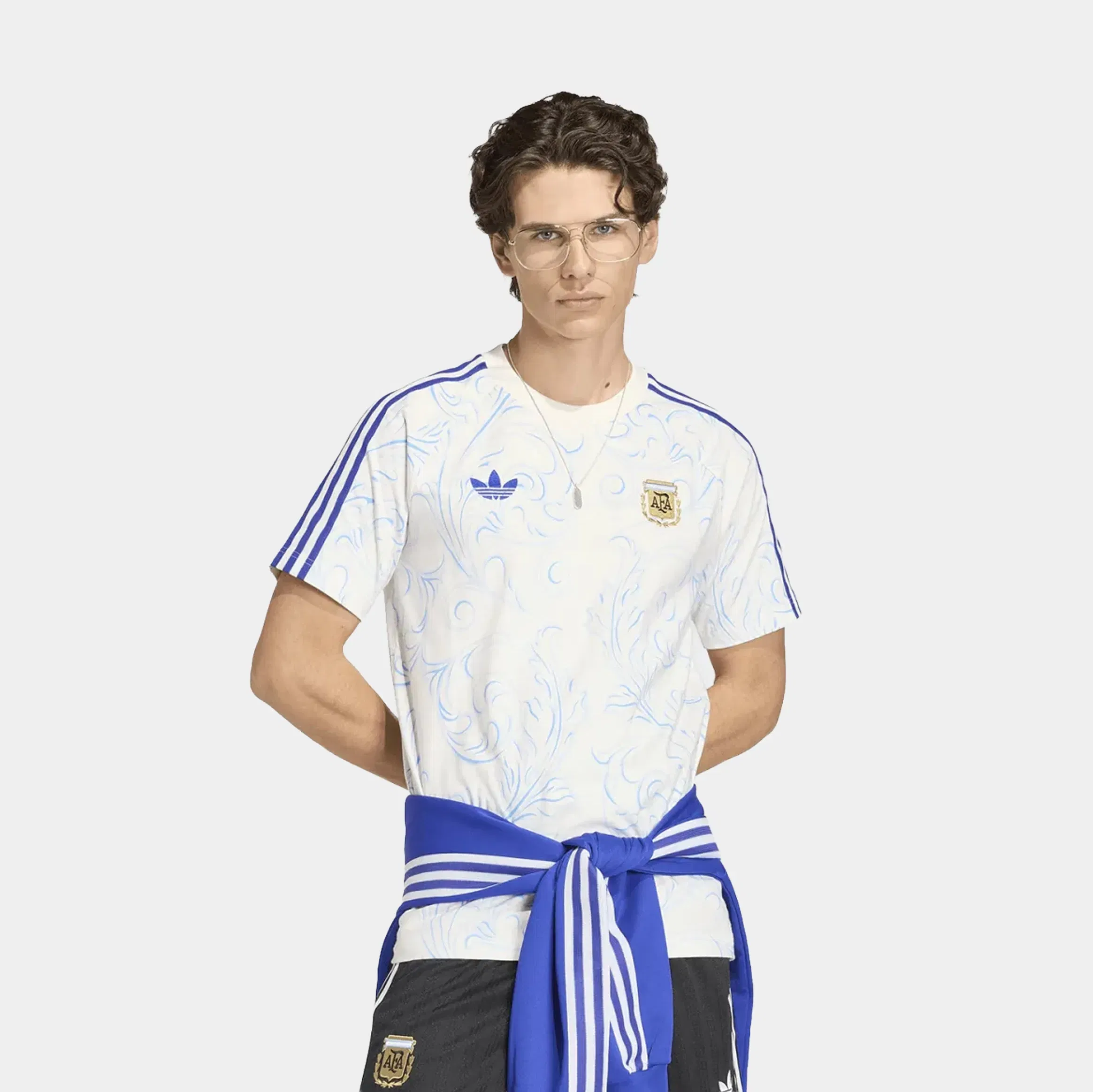 adidas Argentina Originals All Over Print Mens Short Sleeve Shirt (Off White)