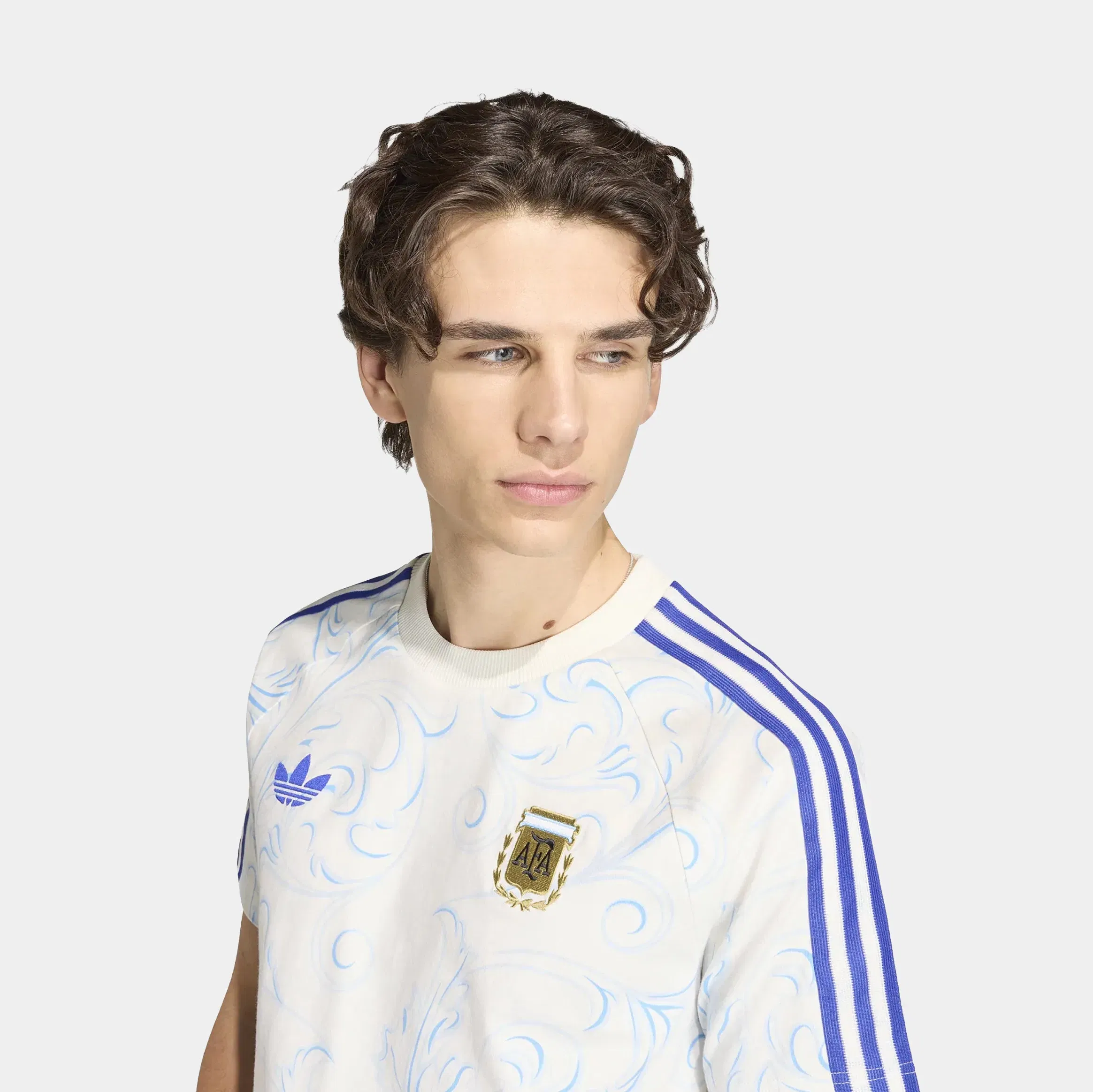 adidas Argentina Originals All Over Print Mens Short Sleeve Shirt (Off White)
