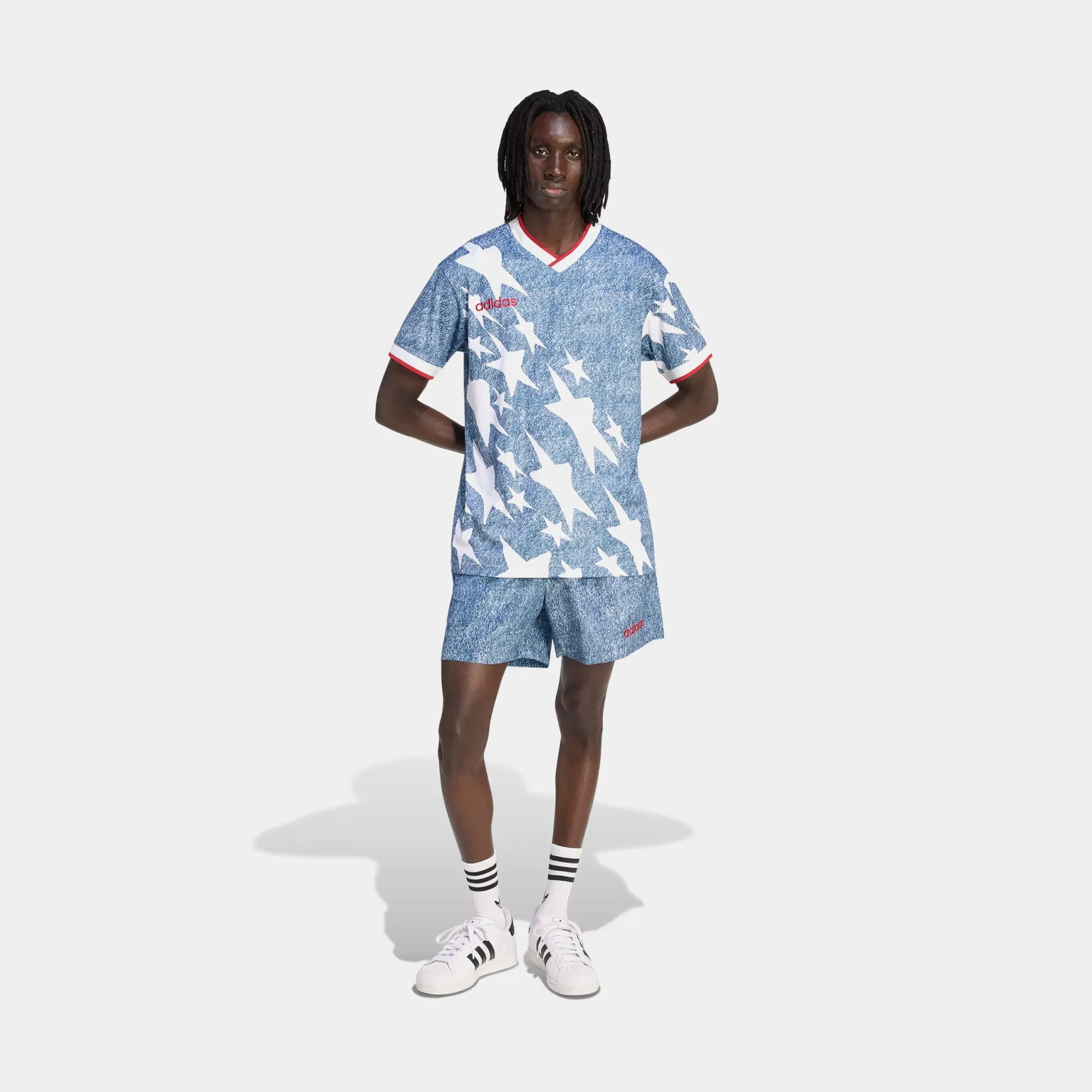 adidas Denim Star Graphic Mens Shorts (Blue/White)