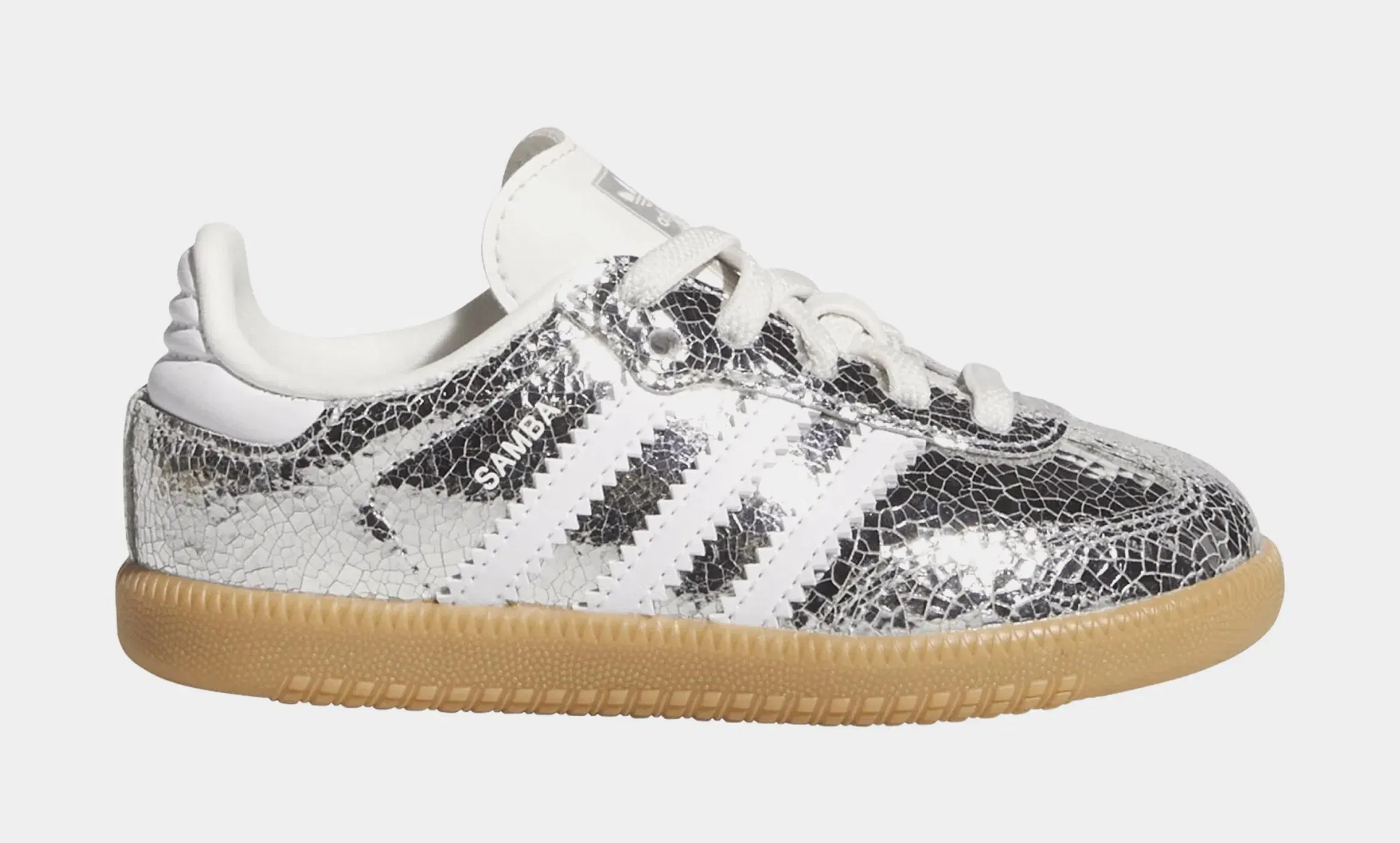 adidas Samba OG Comfort Closure Elastic Laces Infant Toddler Lifestyle Shoes (Silver Metallic/Cloud White/Core White)