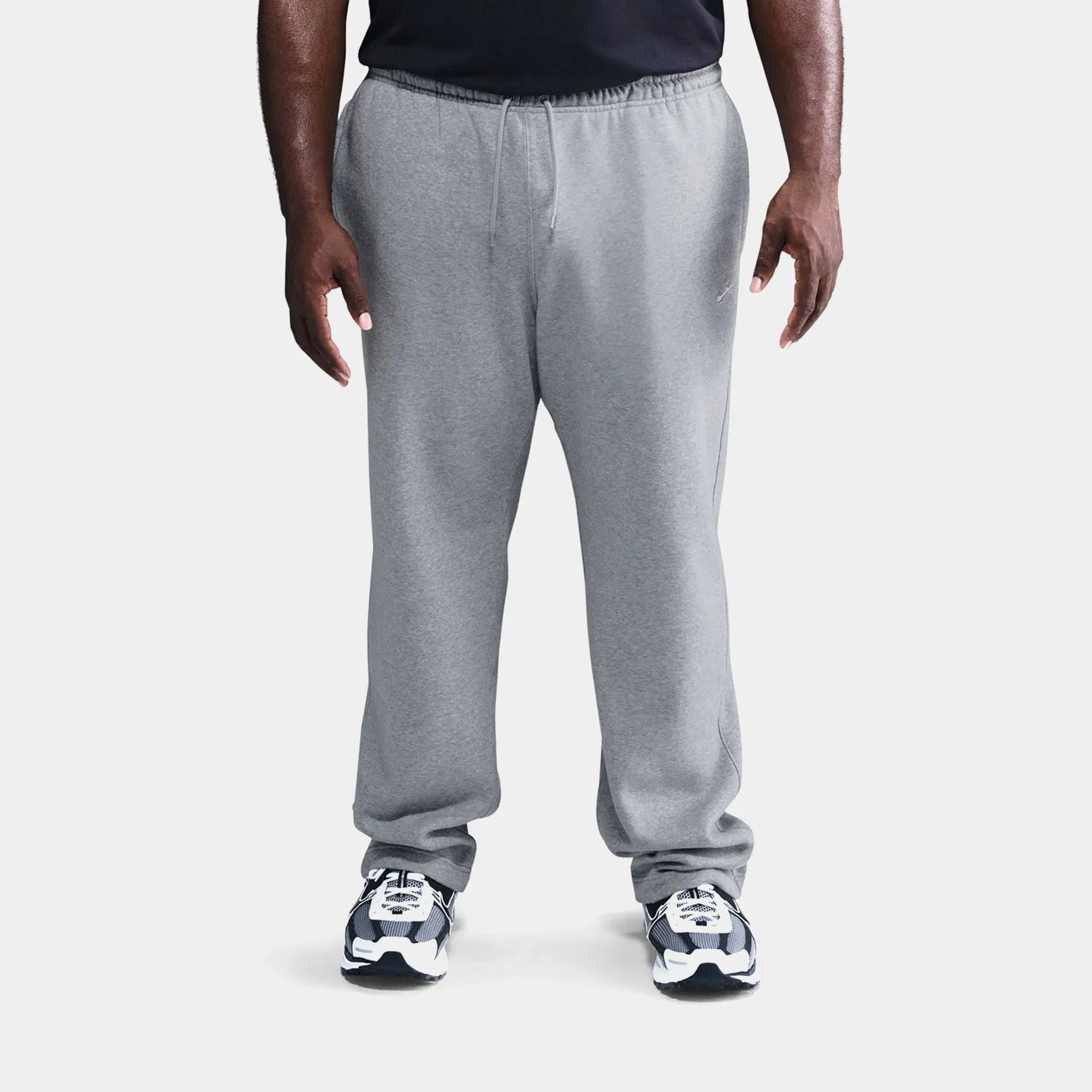 Nike Club Open Hem Fleece Mens Pants (Dark Grey Heather/Light Smoke Grey/White)
