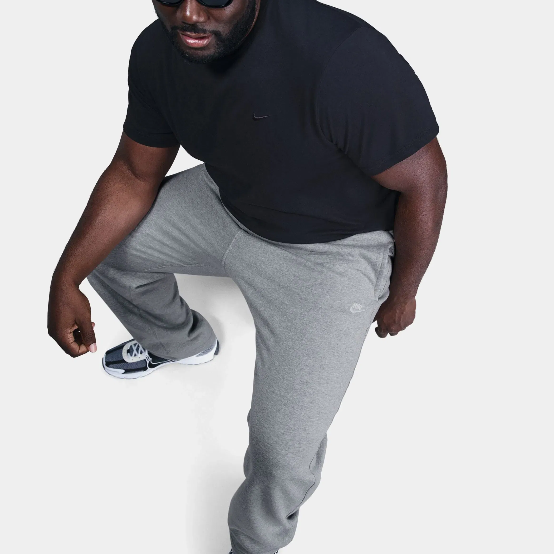 Nike Club Open Hem Fleece Mens Pants (Dark Grey Heather/Light Smoke Grey/White)