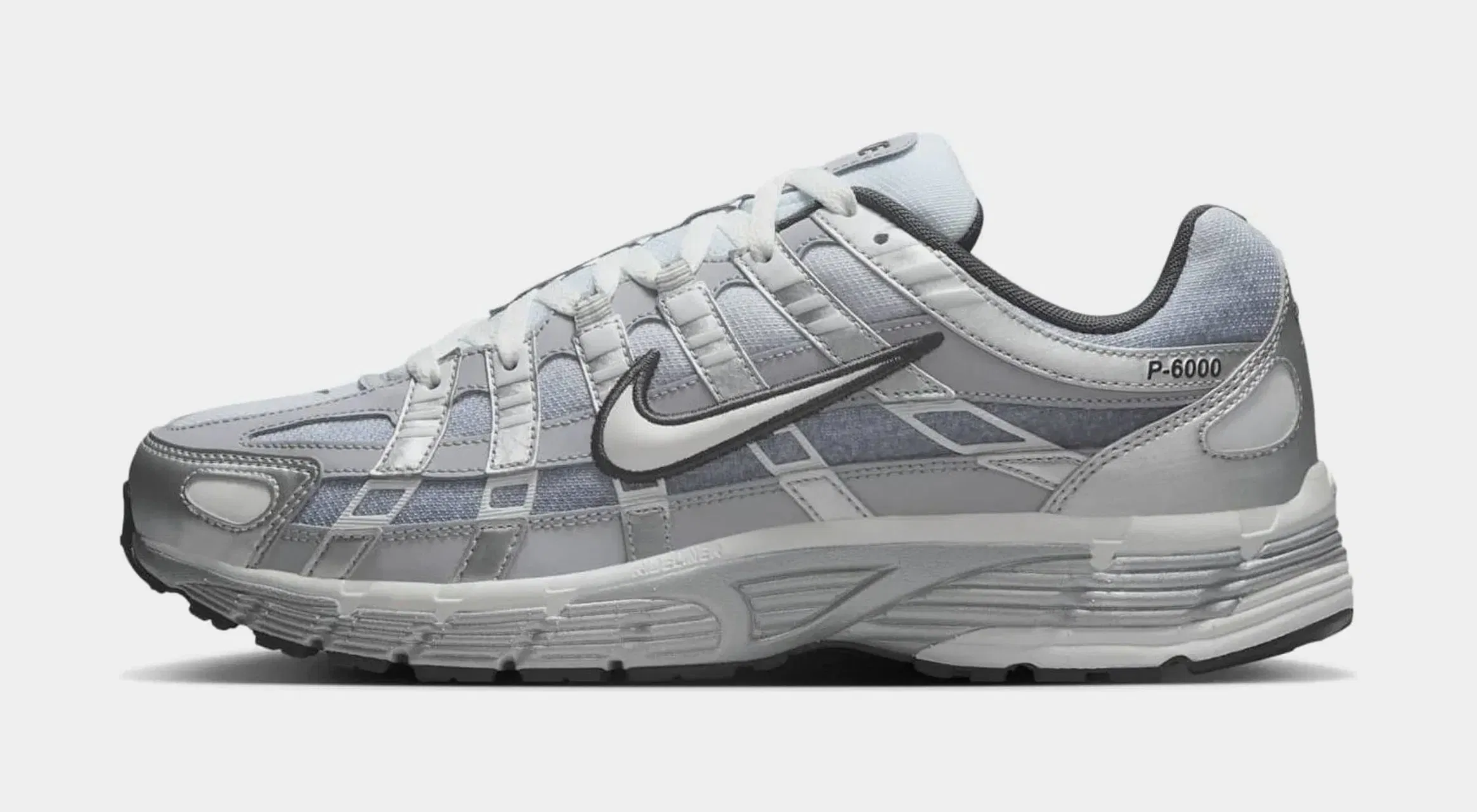 Nike P-6000 Mens Running Shoes (Metallic Silver/Summit White-Wolf Grey)