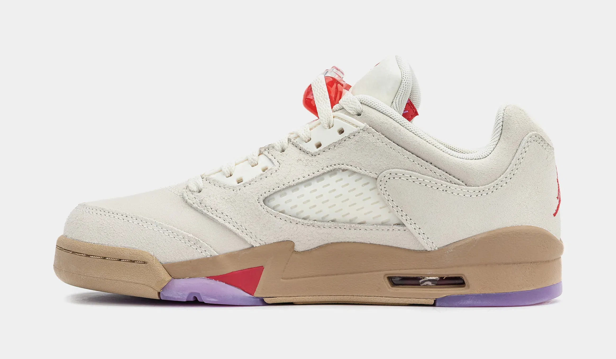 Air Jordan 5 Retro Low Grade School Lifestyle Shoes (Pale Ivory/Fusion Red/Desert)