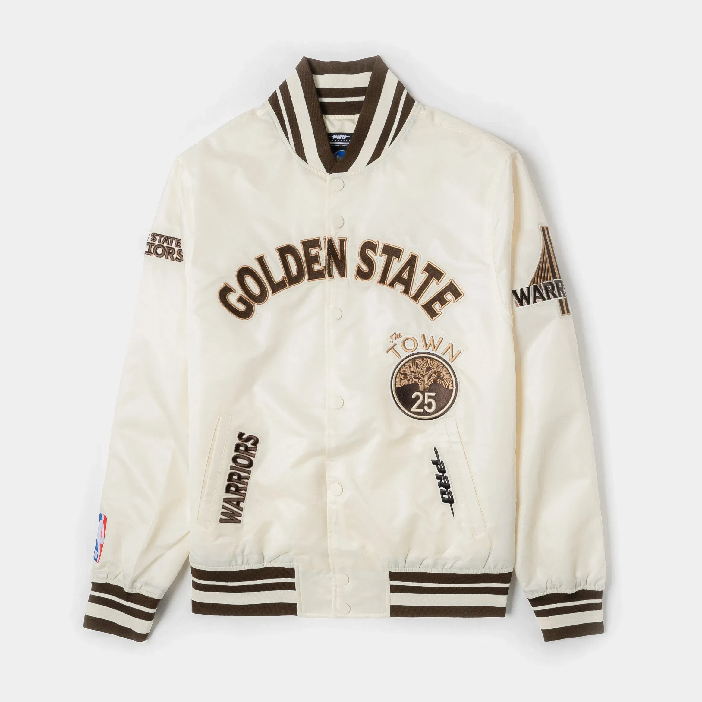 PRO STANDARD Golden State Warriors City Edition Satin Mens Jacket (Beige/Brown)