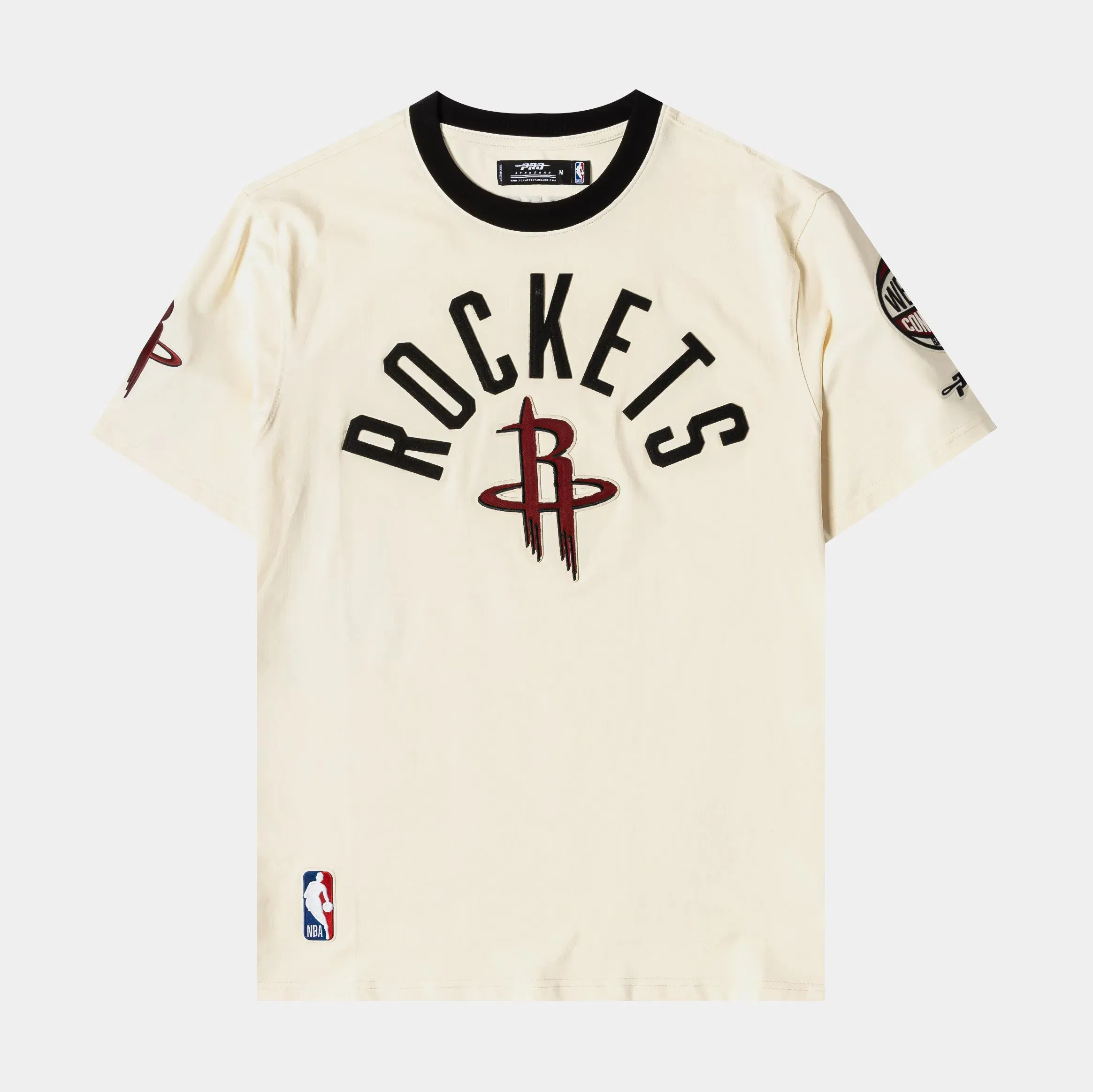 PRO STANDARD Houston Rockets Original Ringer Mens Short Sleeve Shirt (Beige/Black)