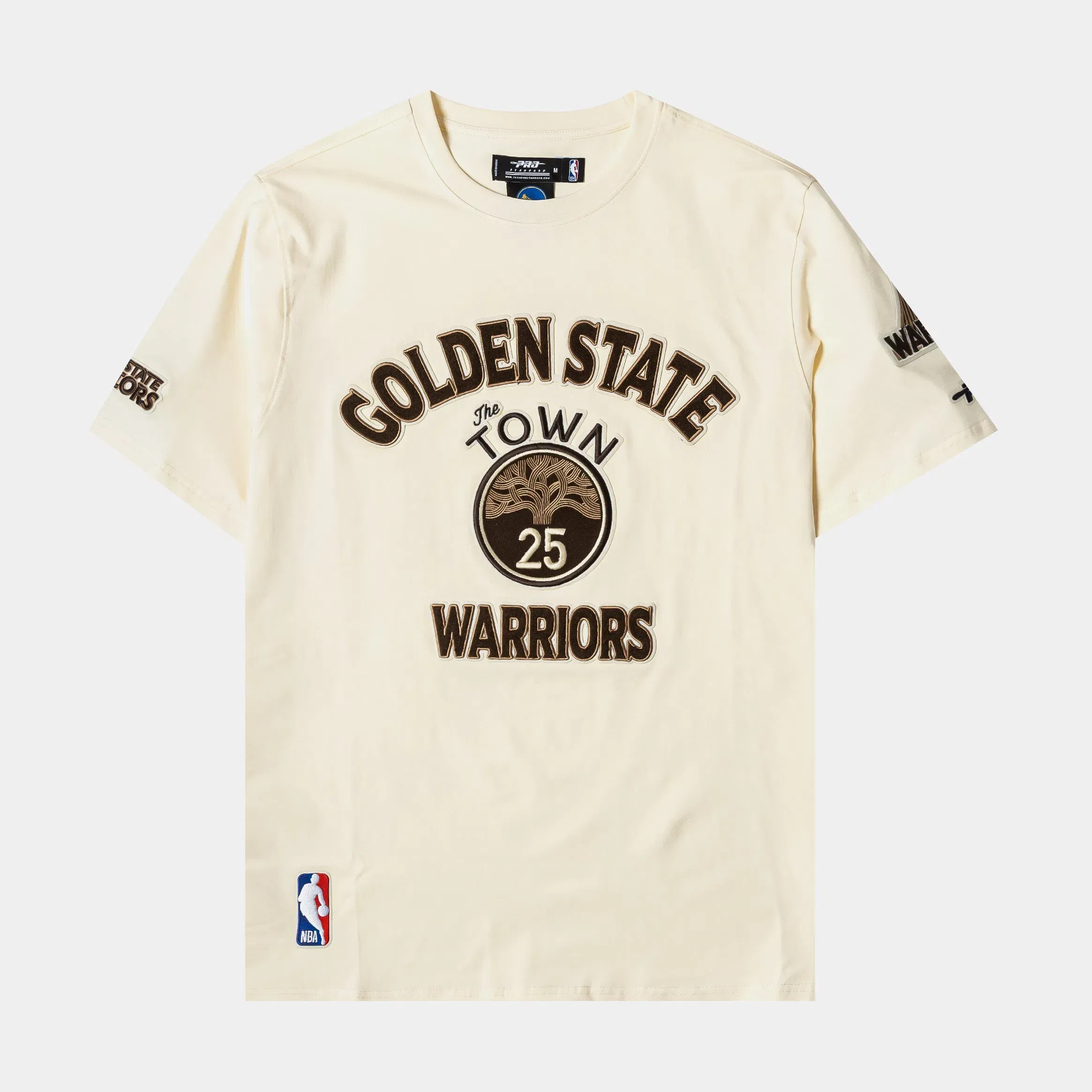 PRO STANDARD Golden State Warriors City Mens Short Sleeve Shirt (Beige/Brown)