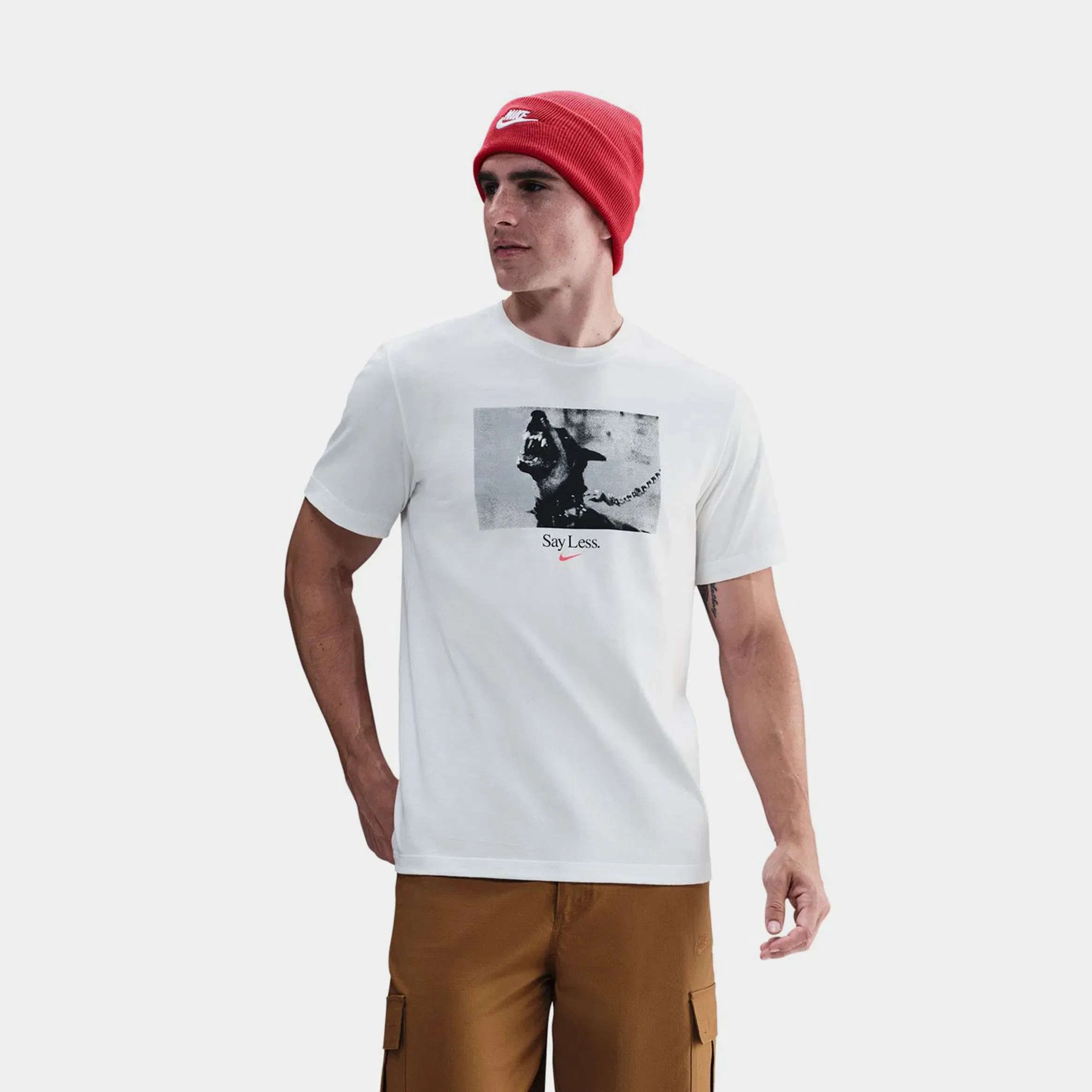 Nike Say Less Graphic Mens Short Sleeve Shirt (White/Grey)
