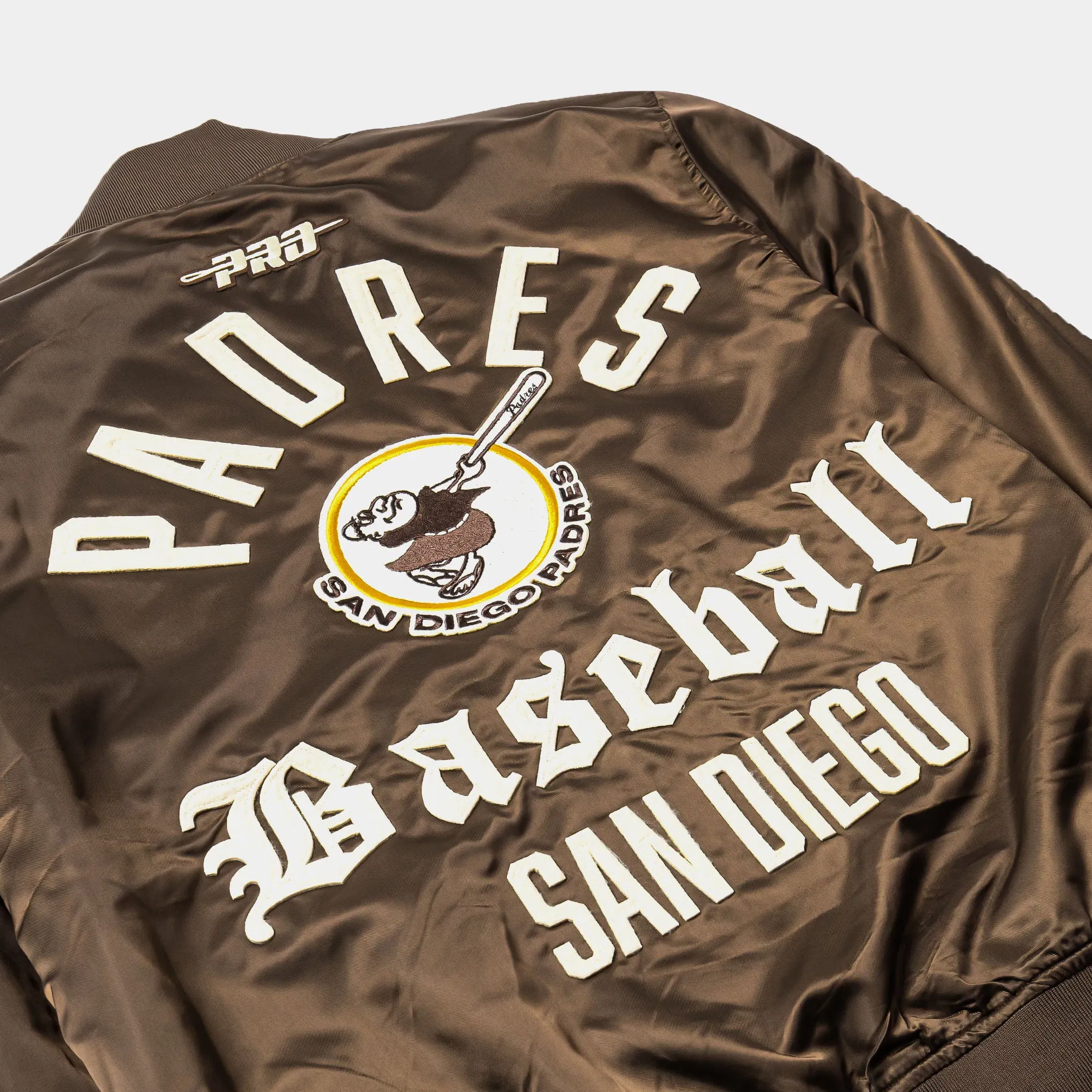 PRO STANDARD Shoe Palace Exclusive San Diego Padres Original Satin Mens Jacket (Brown/Yellow)