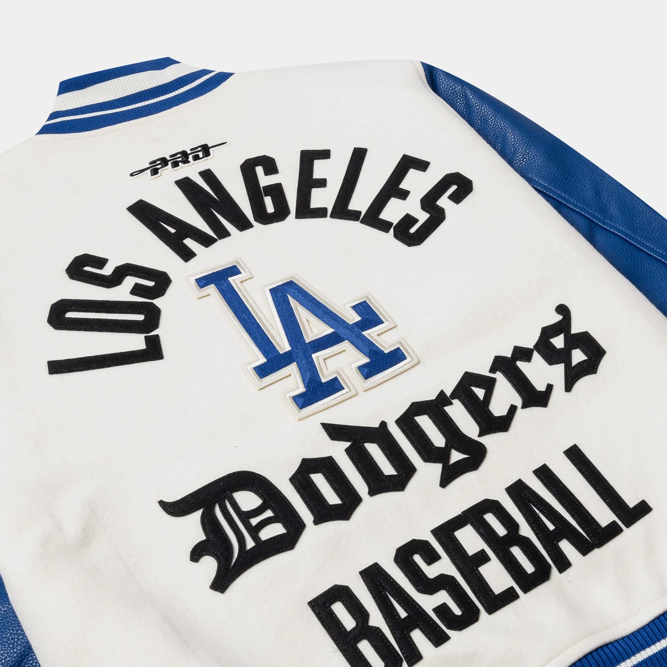 PRO STANDARD Shoe Palace Exclusive Los Angeles Dodgers Originals Wool Varsity Mens Jacket (Beige/Blue)