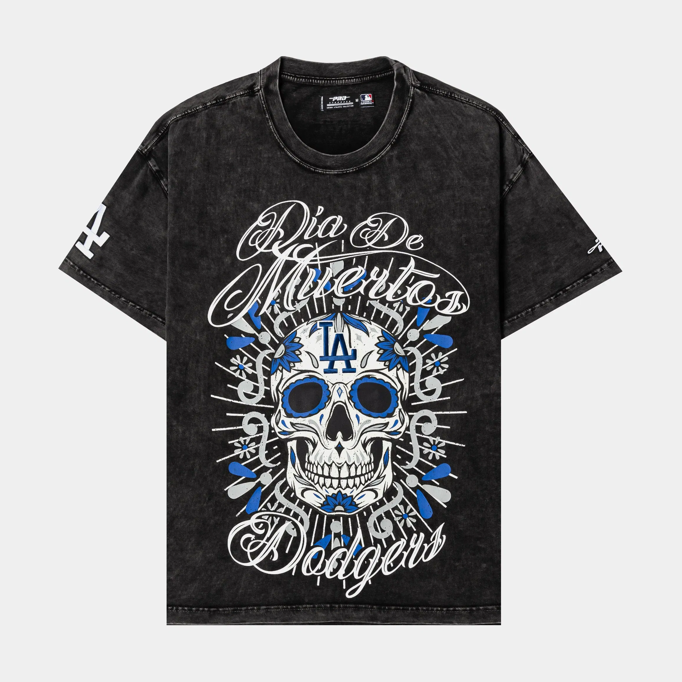 PRO STANDARD Shoe Palace Exclusive Los Angeles Dodgers Día De Muertos Skull Mens Short Sleeve Shirt (Black)