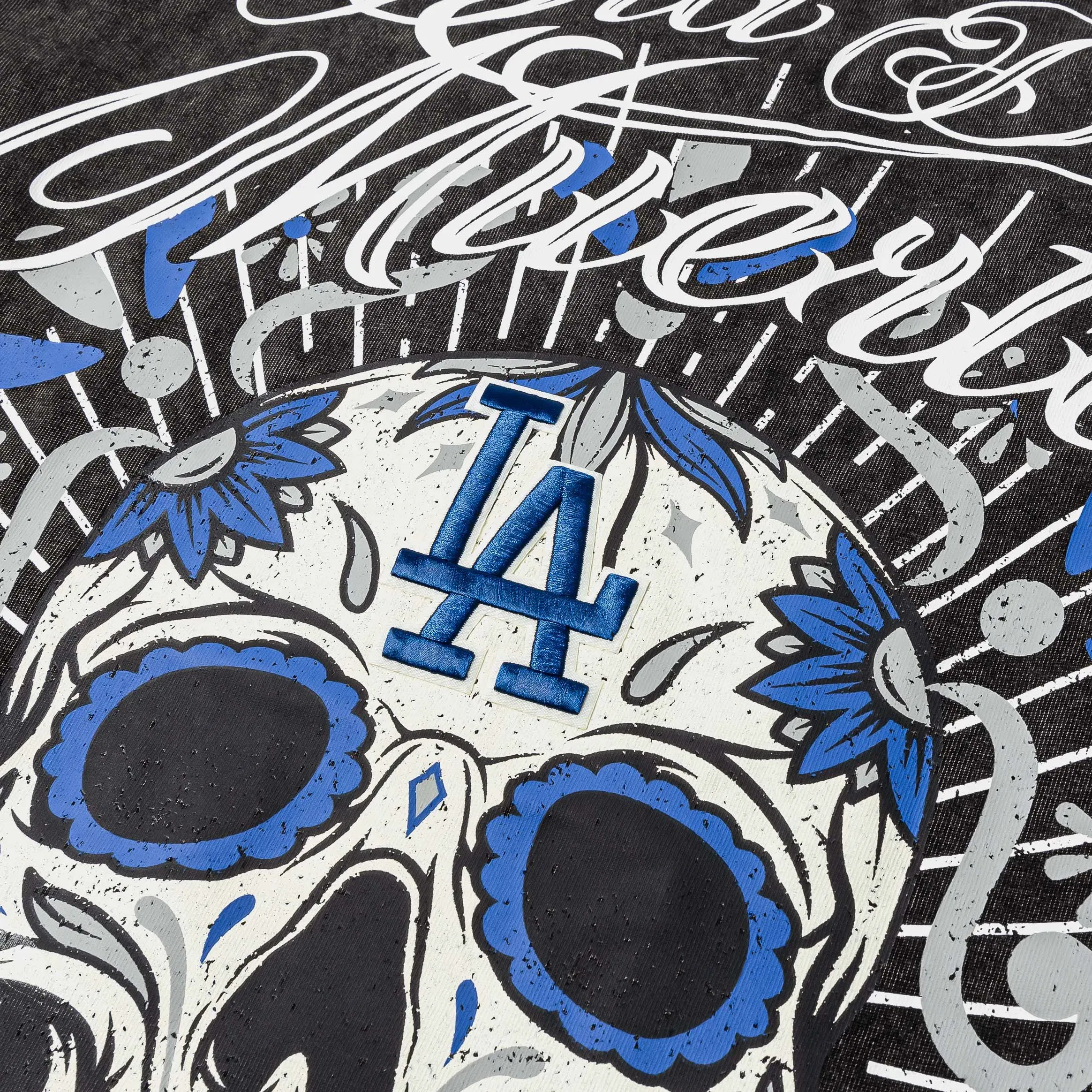 PRO STANDARD Shoe Palace Exclusive Los Angeles Dodgers Día De Muertos Skull Mens Short Sleeve Shirt (Black)