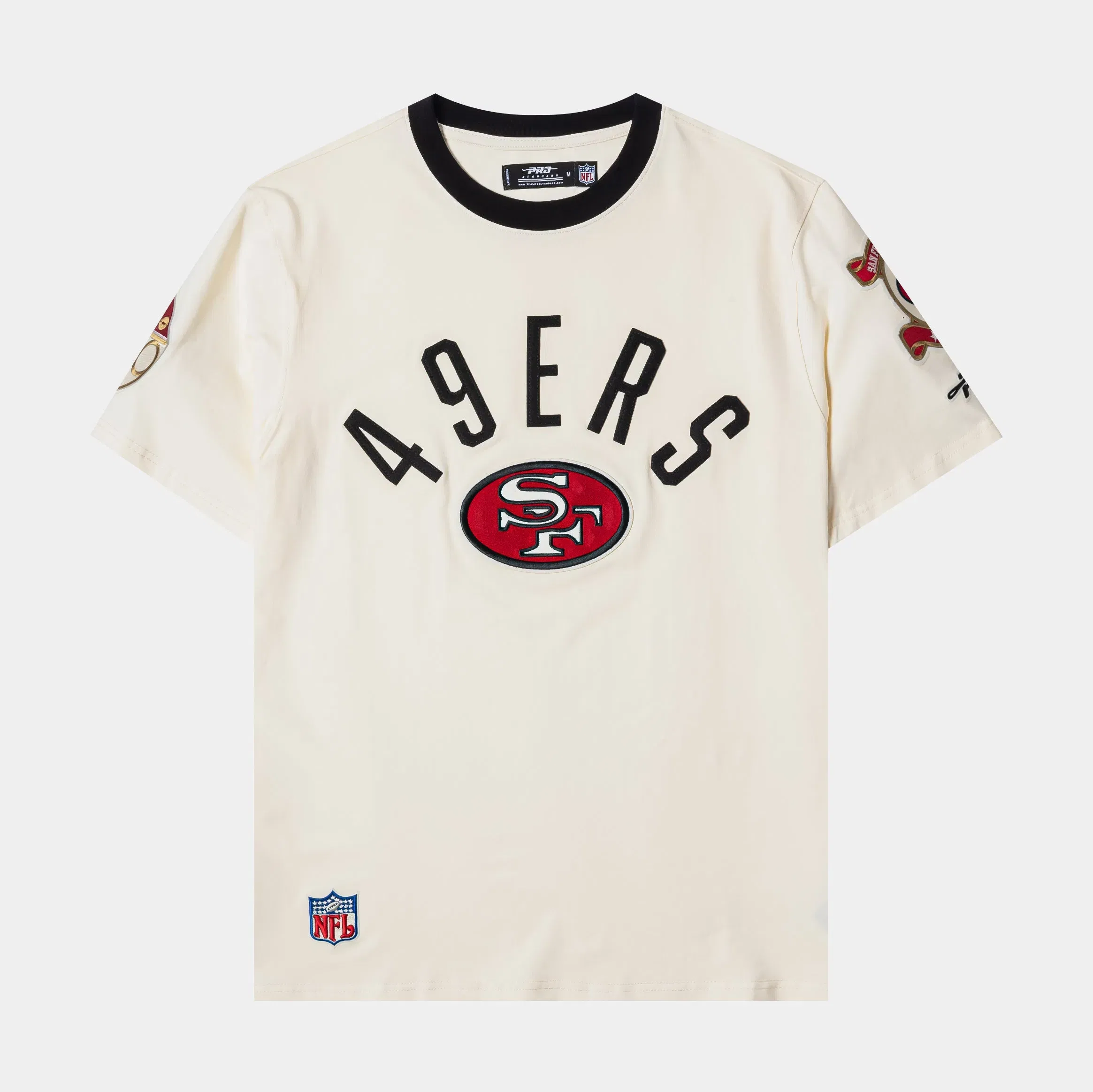 PRO STANDARD San Francisco 49ers Original Ringer Mens Short Sleeve Shirt (Beige/Black)