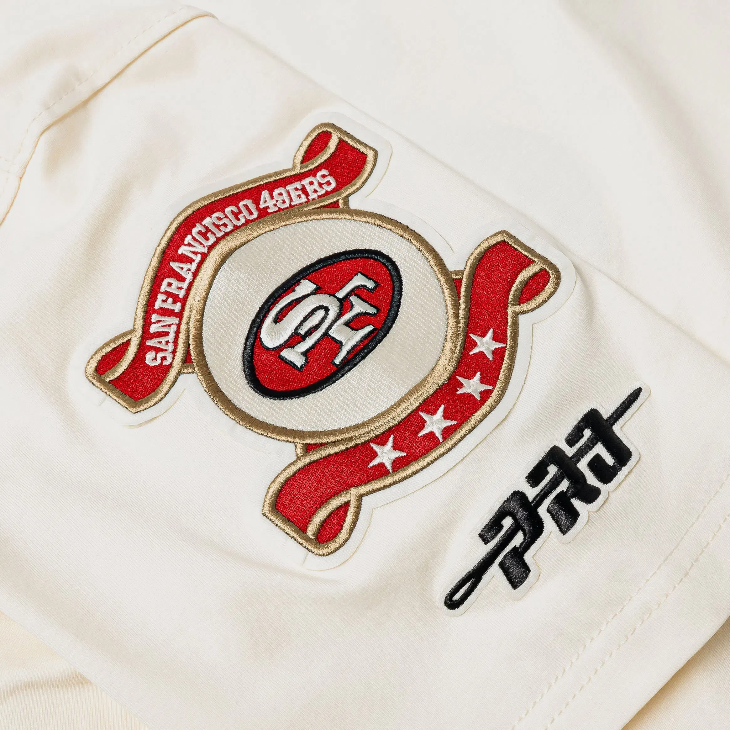 PRO STANDARD San Francisco 49ers Original Ringer Mens Short Sleeve Shirt (Beige/Black)