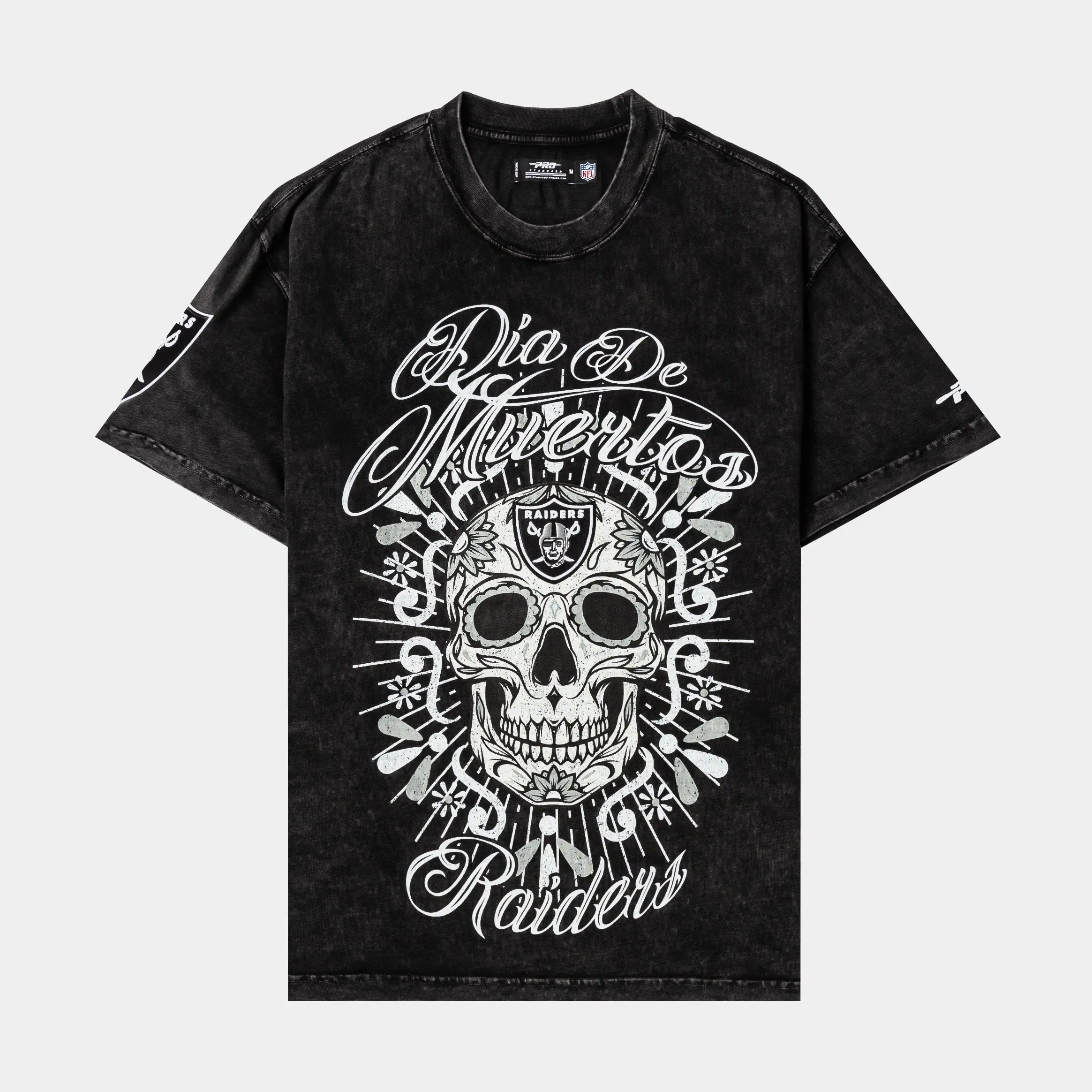 PRO STANDARD Shoe Palace Exclusive Las Vegas Raiders Día De Muertos Skull Mens Short Sleeve Shirt (Black)