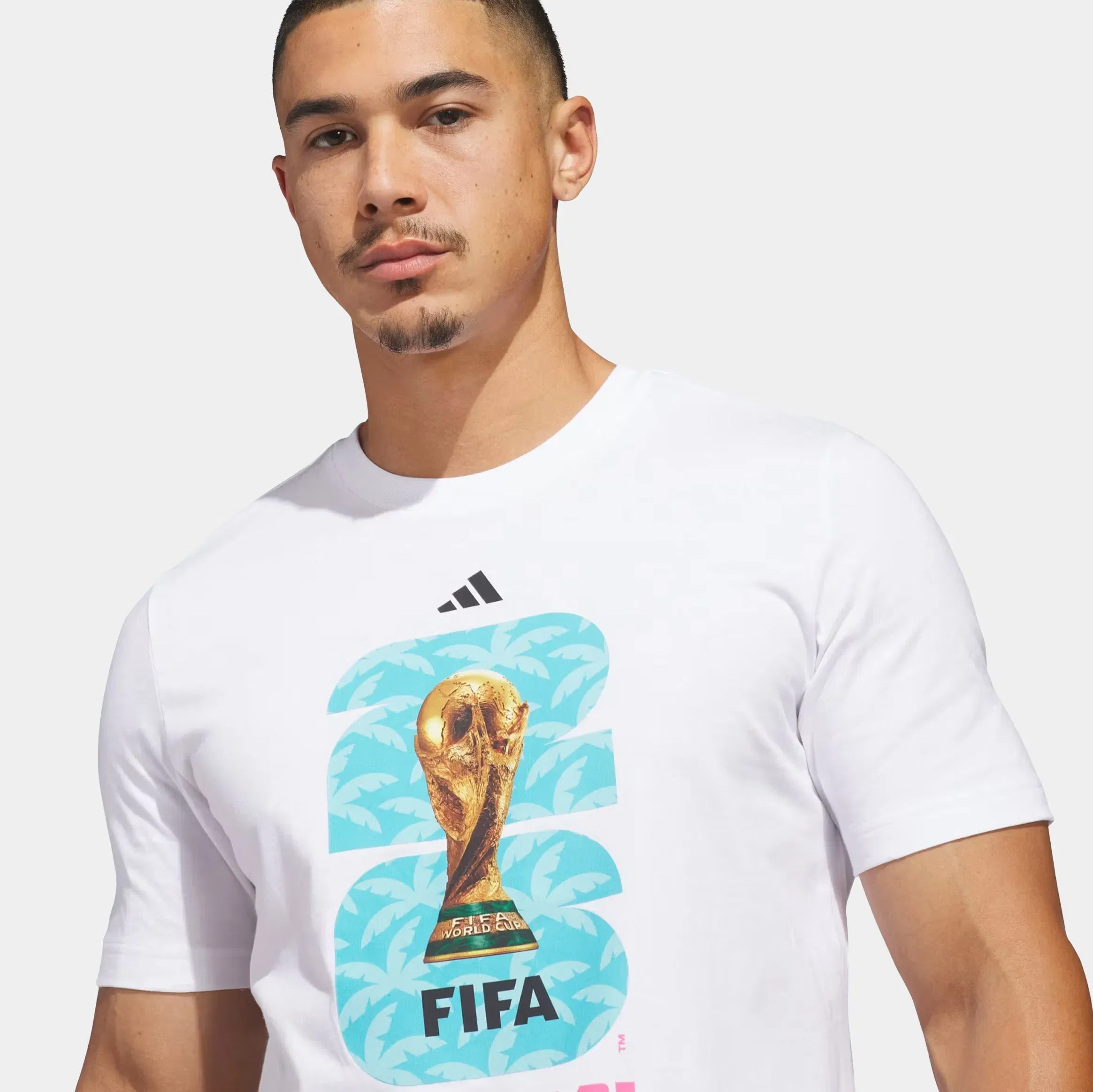 adidas FIFA World Cup '26 Host City Miami Graphic Mens Short Sleeve Shirt (White)