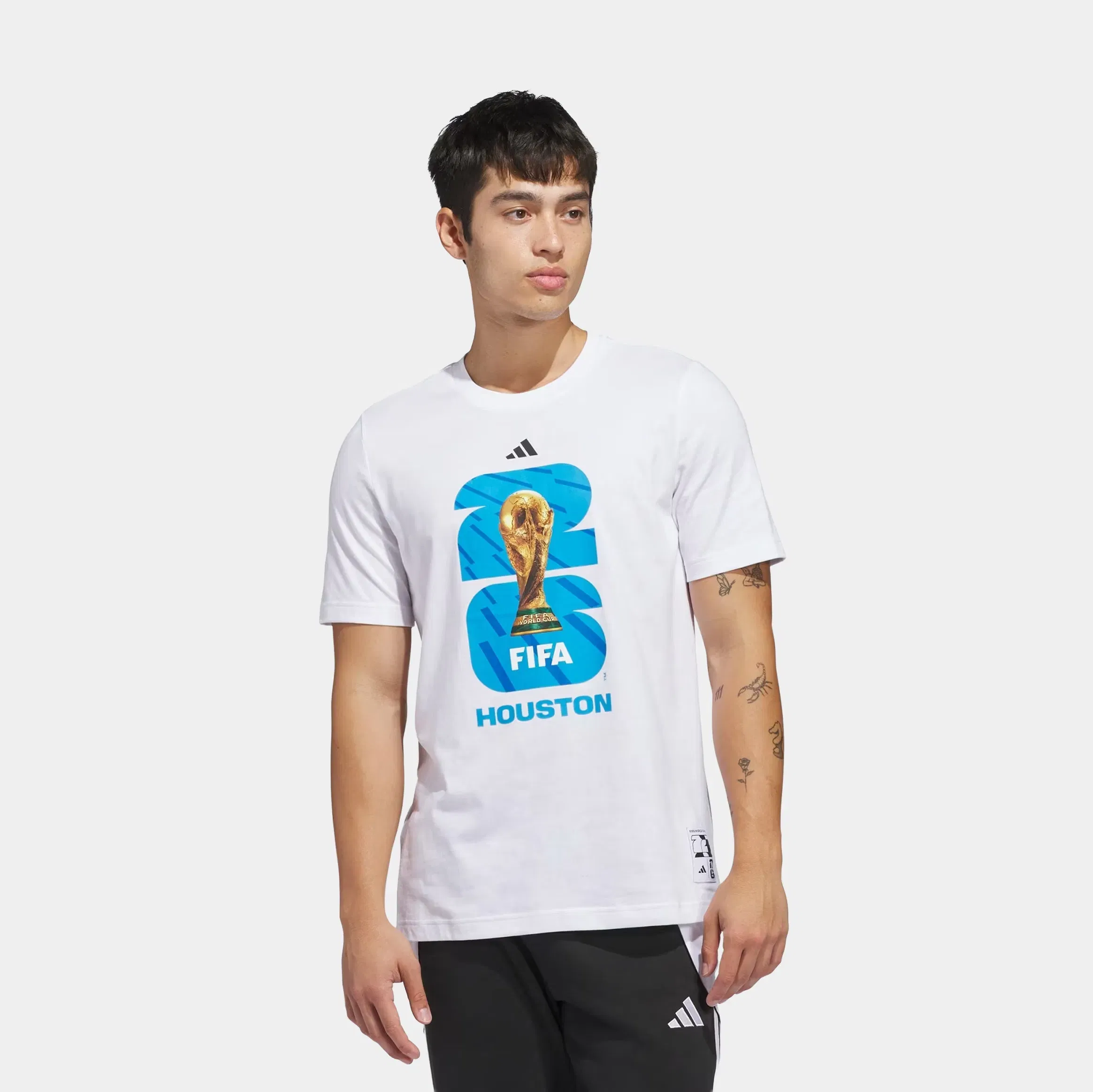adidas FIFA World Cup '26 Host City Houston Graphic Mens Short Sleeve Shirt (White)