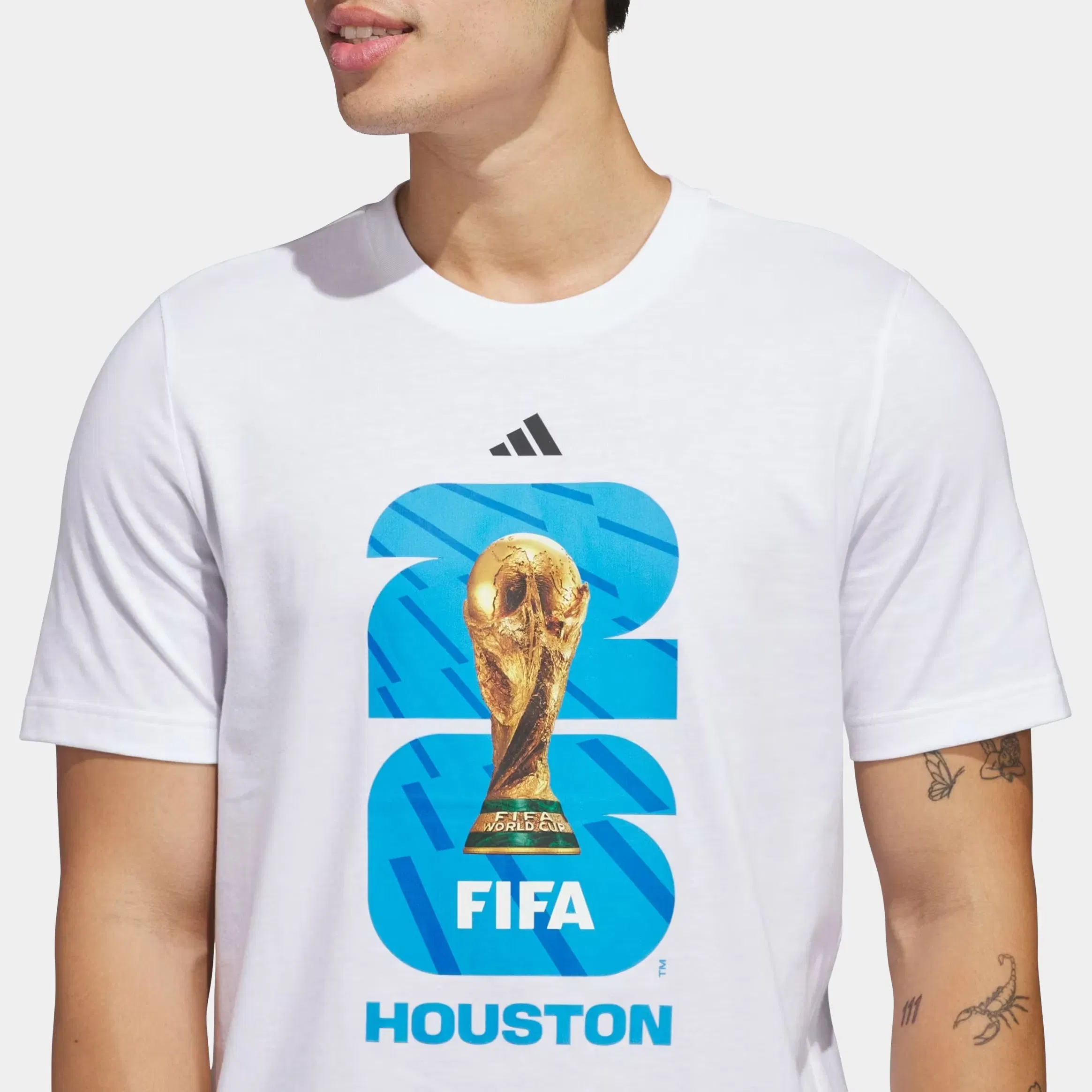 adidas FIFA World Cup '26 Host City Houston Graphic Mens Short Sleeve Shirt (White)