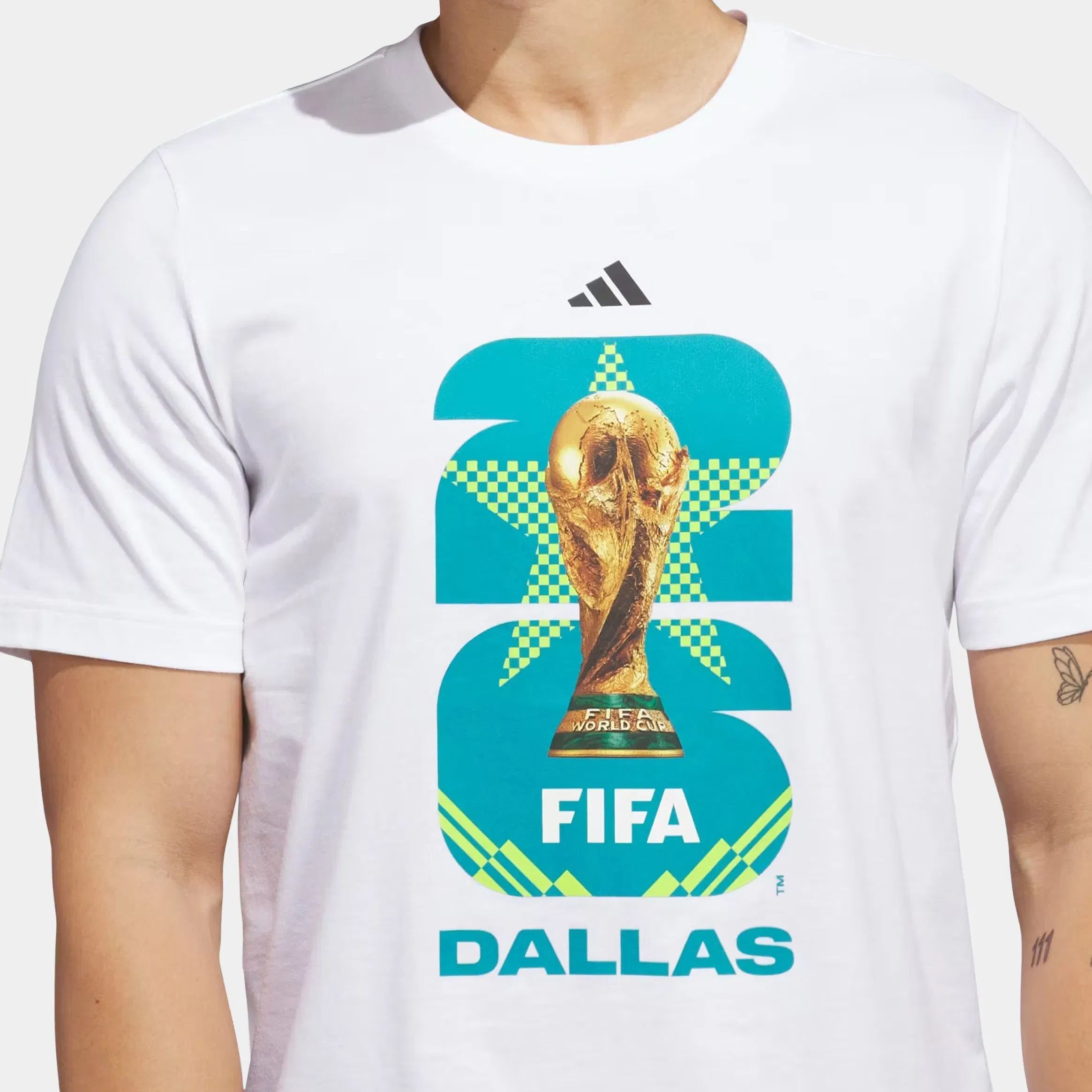 adidas FIFA World Cup '26 Host City Dallas Graphic Mens Short Sleeve Shirt (White)
